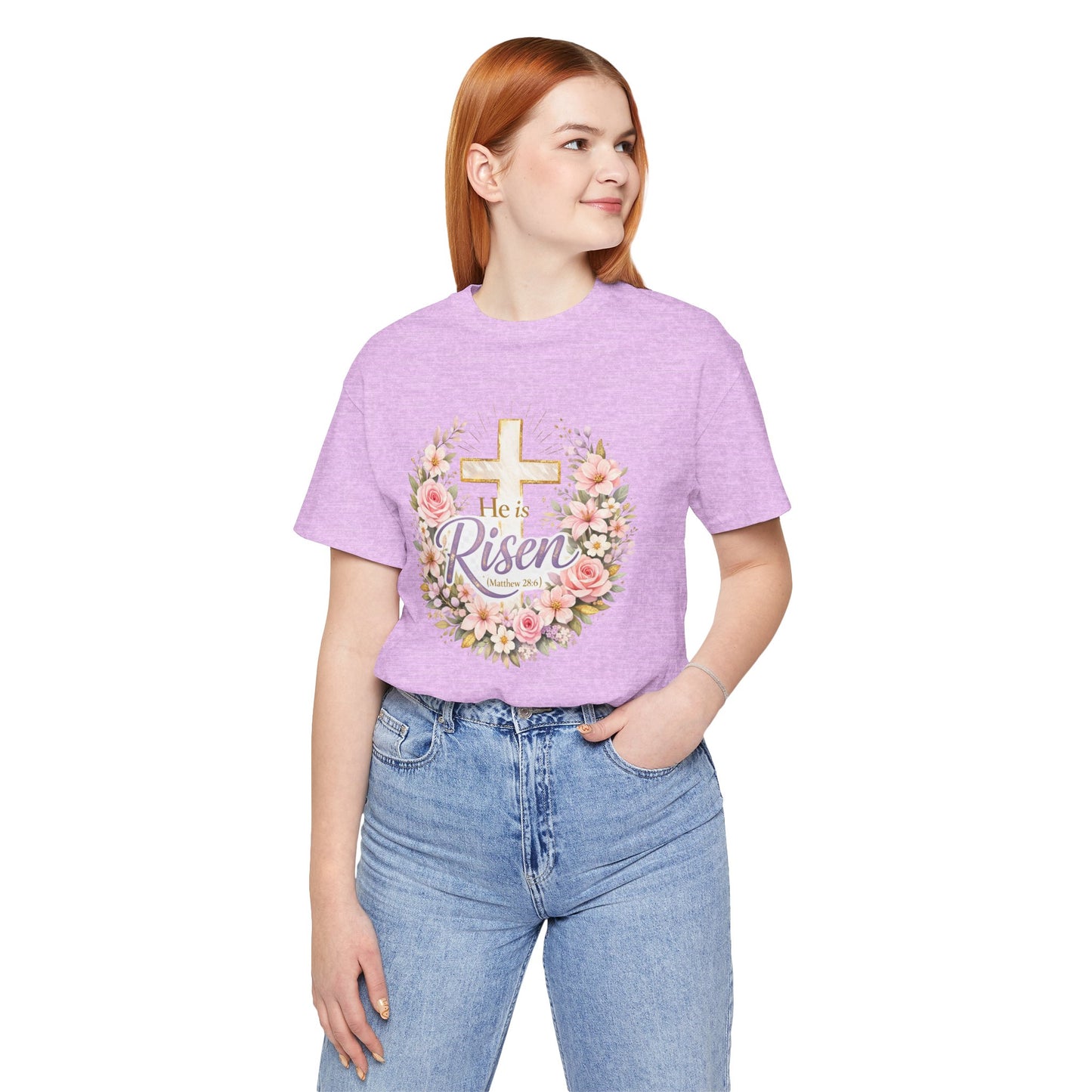He Is Risen Floral Cross T-Shirt