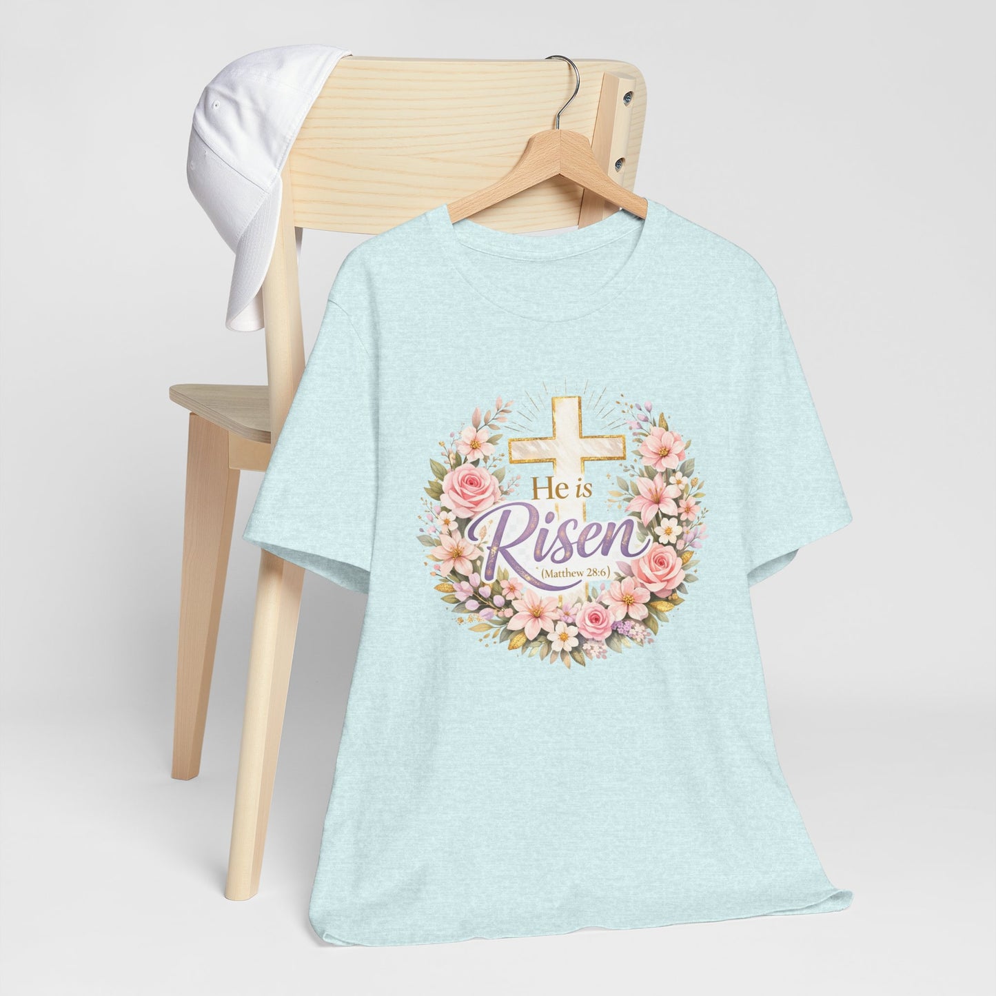 He Is Risen Floral Cross T-Shirt