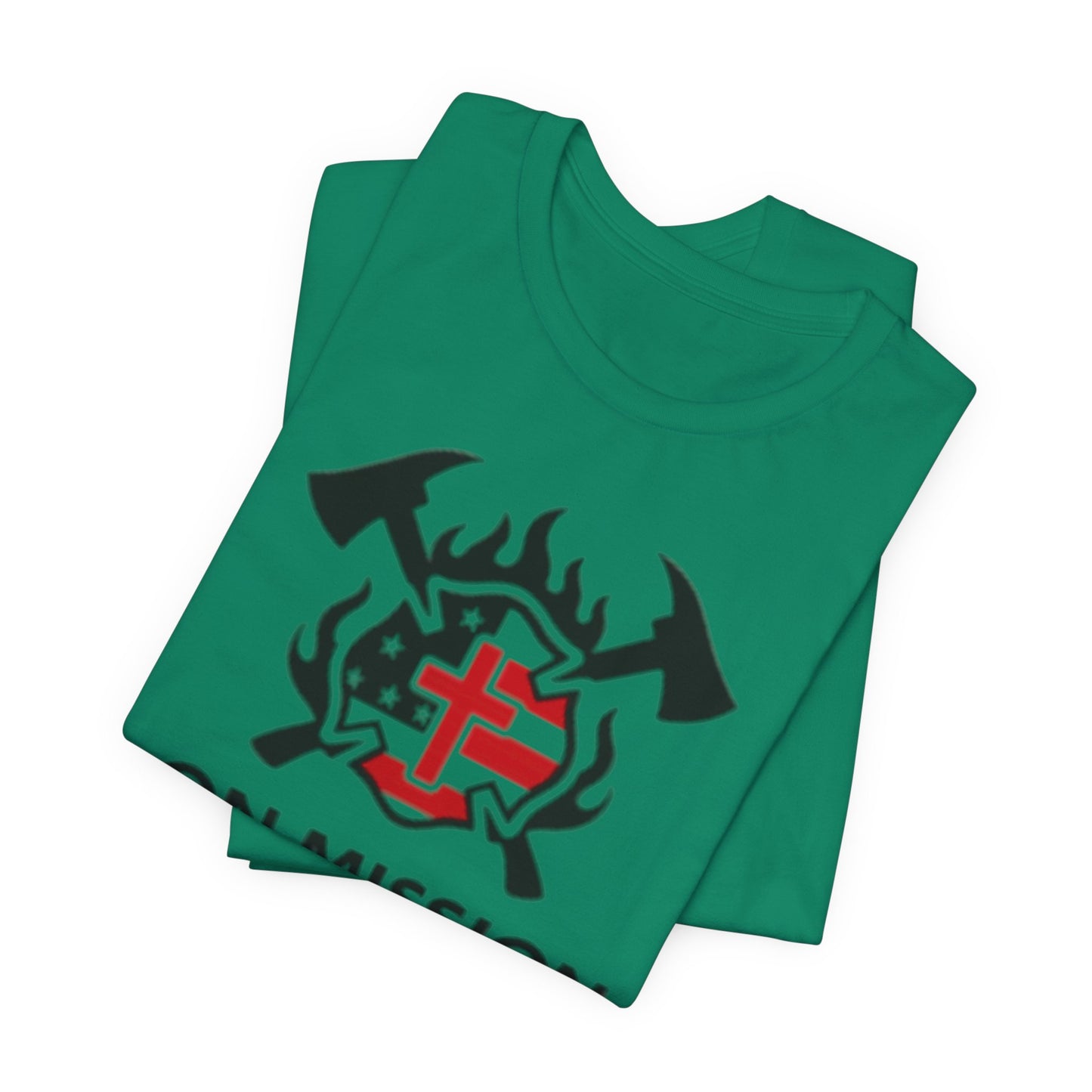 On Mission Christian Cross & American Flag T‑Shirt