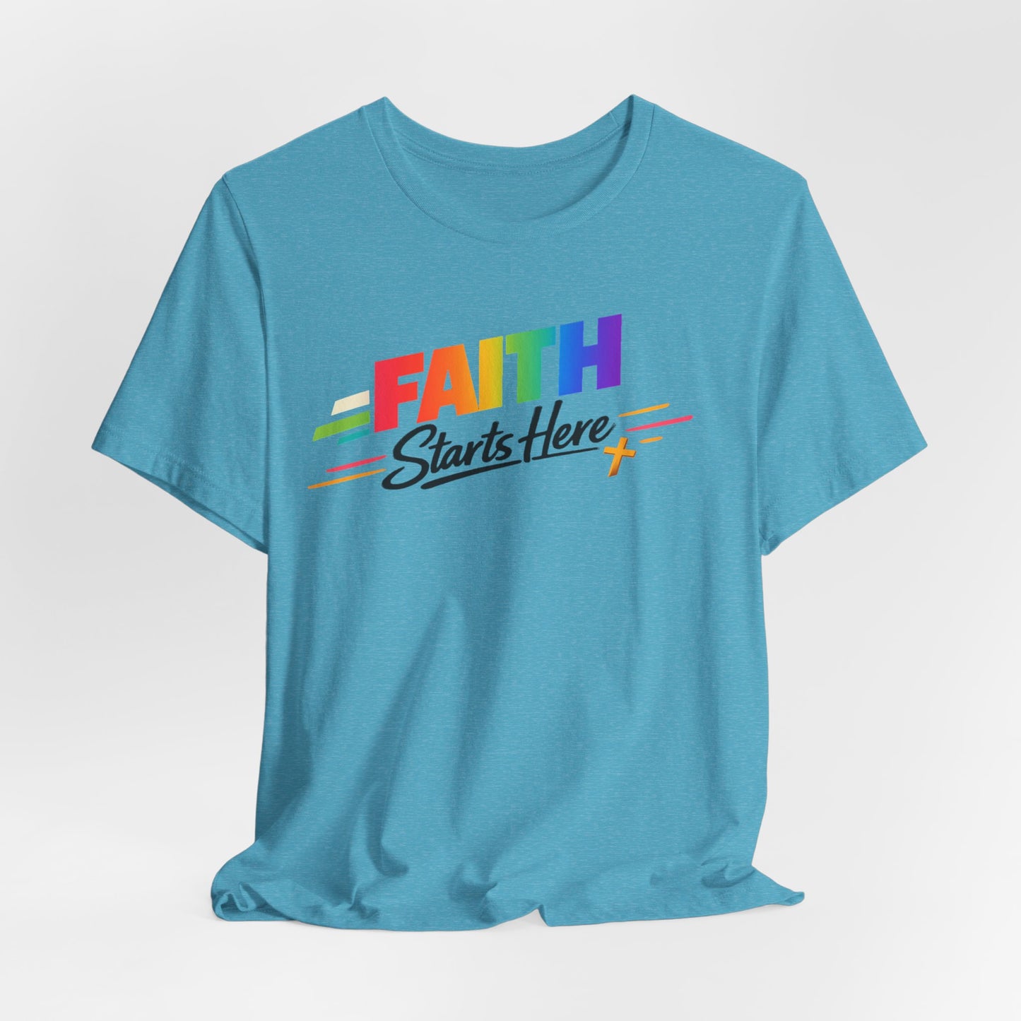 Faith Starts Here Rainbow Tee