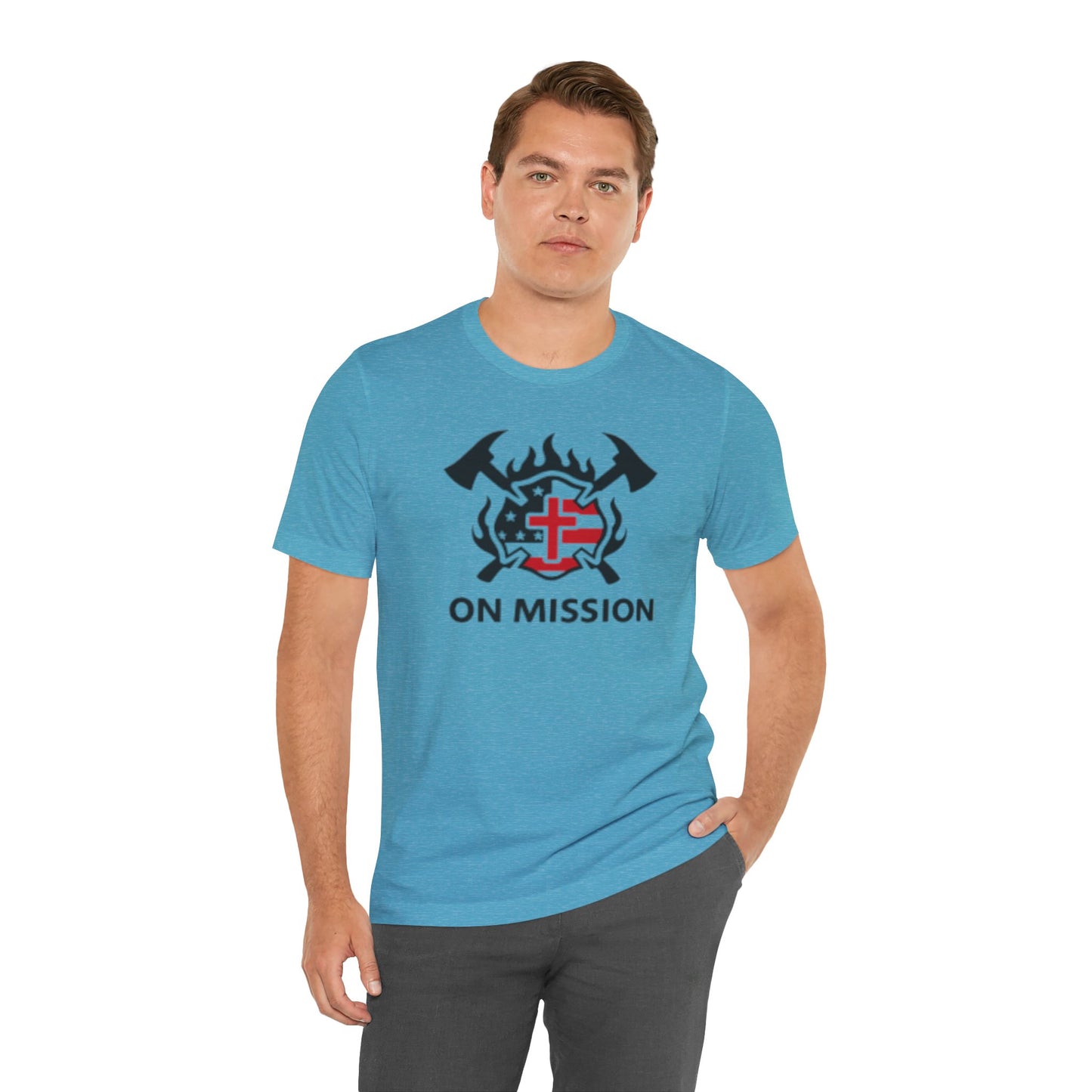 On Mission Christian Cross & American Flag T‑Shirt