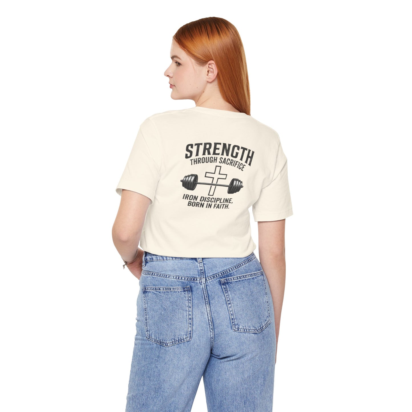 Strength Through Sacrifice Tee — Faith & Fitness Workout T‑Shirt