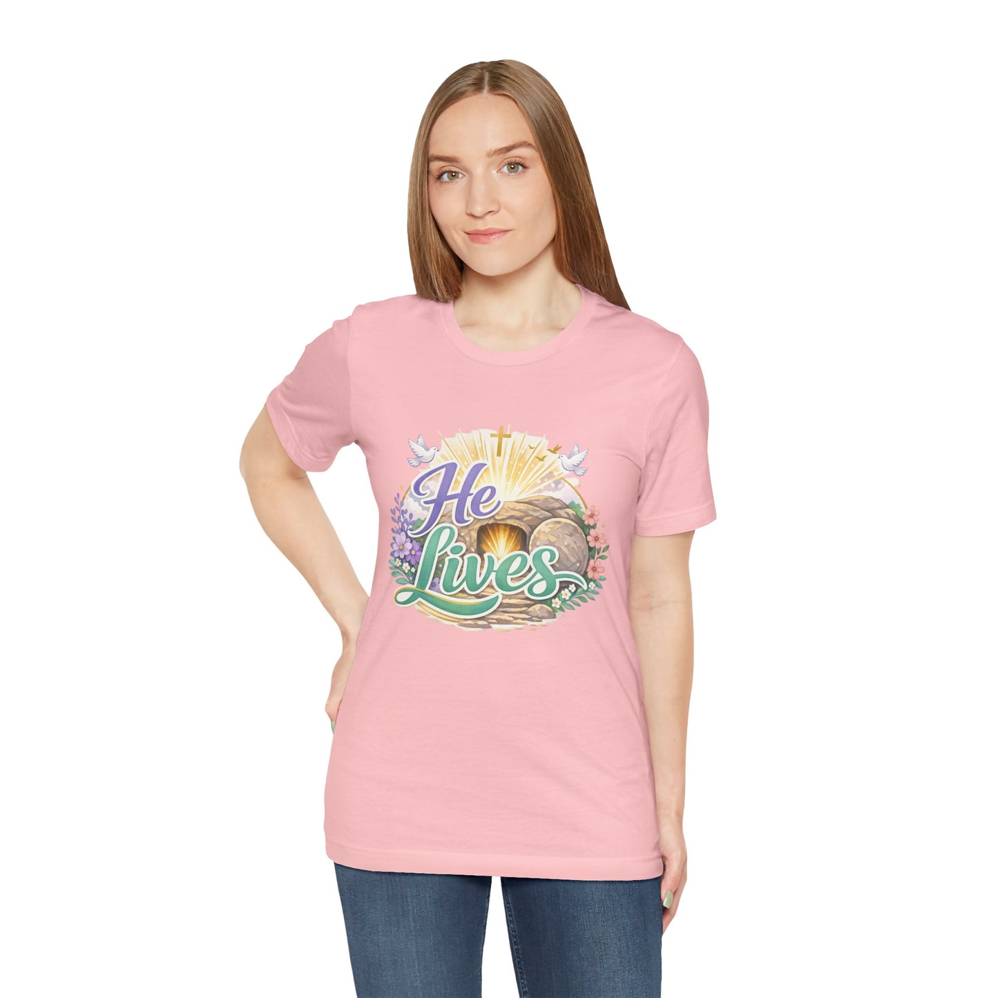 He Lives Jesus Tomb Tee — Christian Easter T‑Shirt