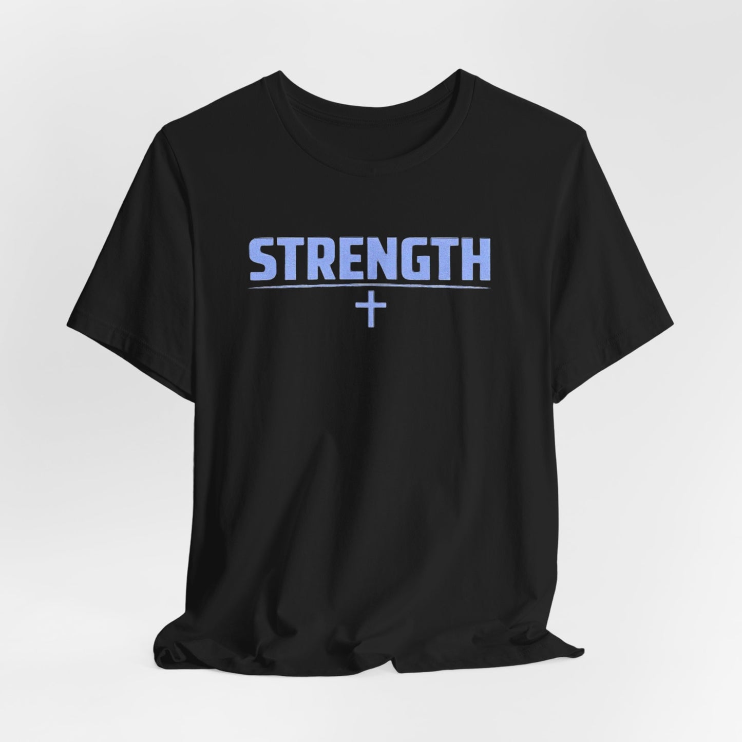 Strength with Cross Tee — Minimal Motivational Fitness Shirt
