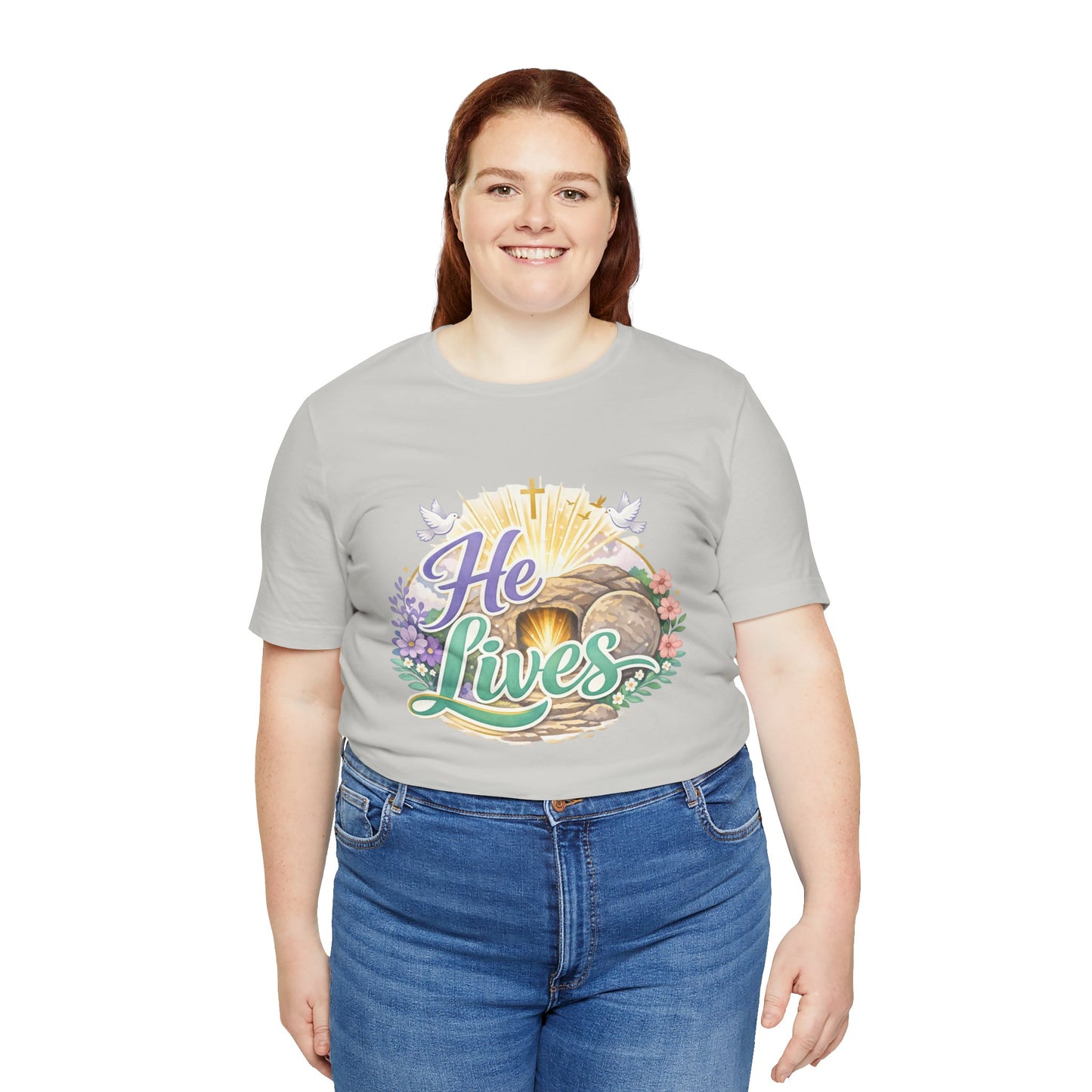 He Lives Jesus Tomb Tee — Christian Easter T‑Shirt