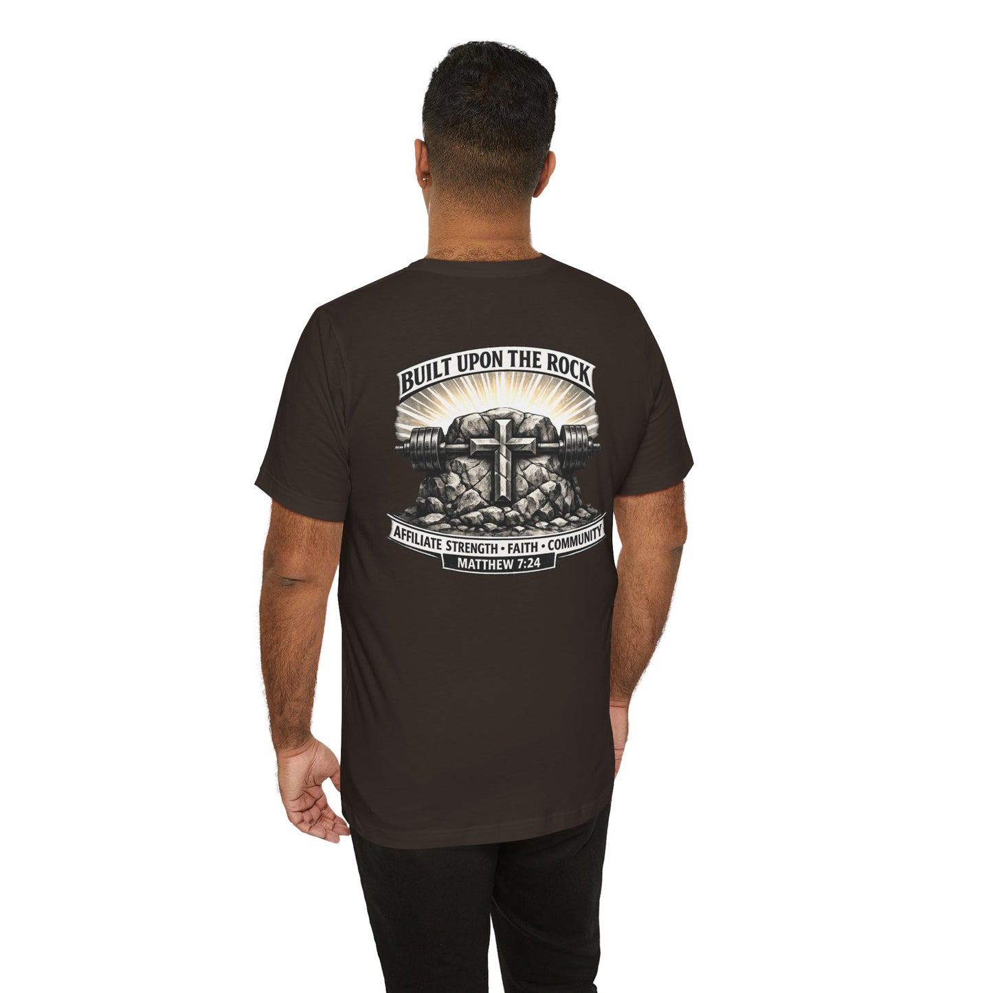 Built Upon the Rock T‑Shirt — Christian Faith Matthew 7:24 Graphic Tee