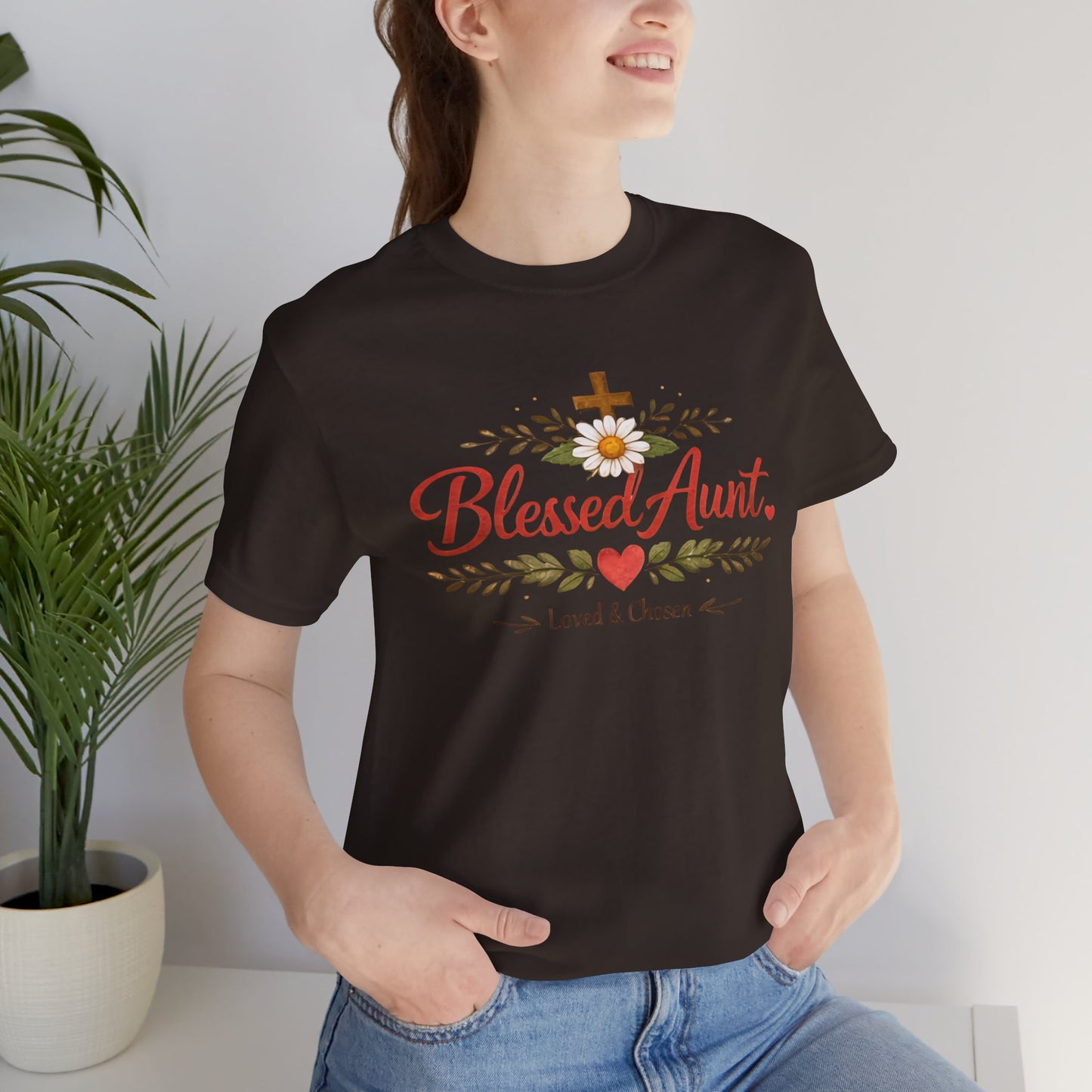 Blessed Aunt T-Shirt - "Blessed Aunt Loved & Chosen" Christian Floral Tee
