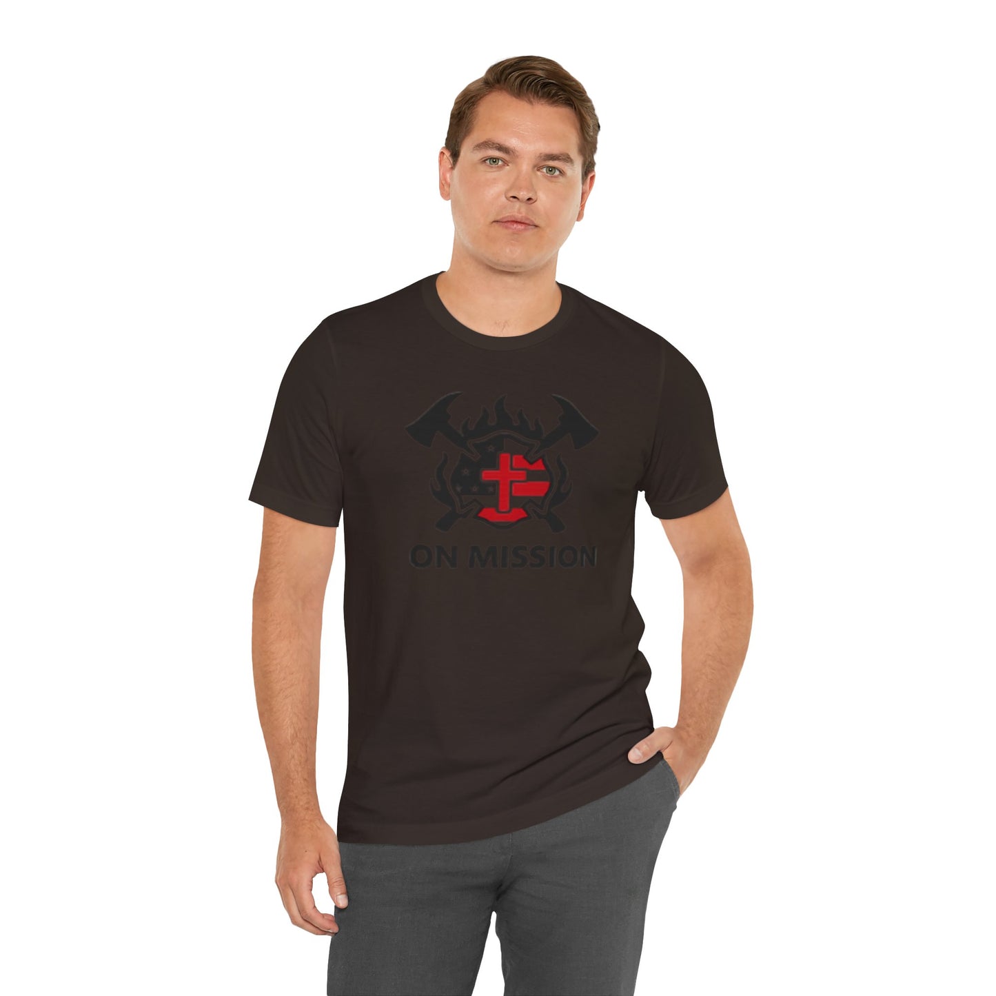 On Mission Christian Cross & American Flag T‑Shirt