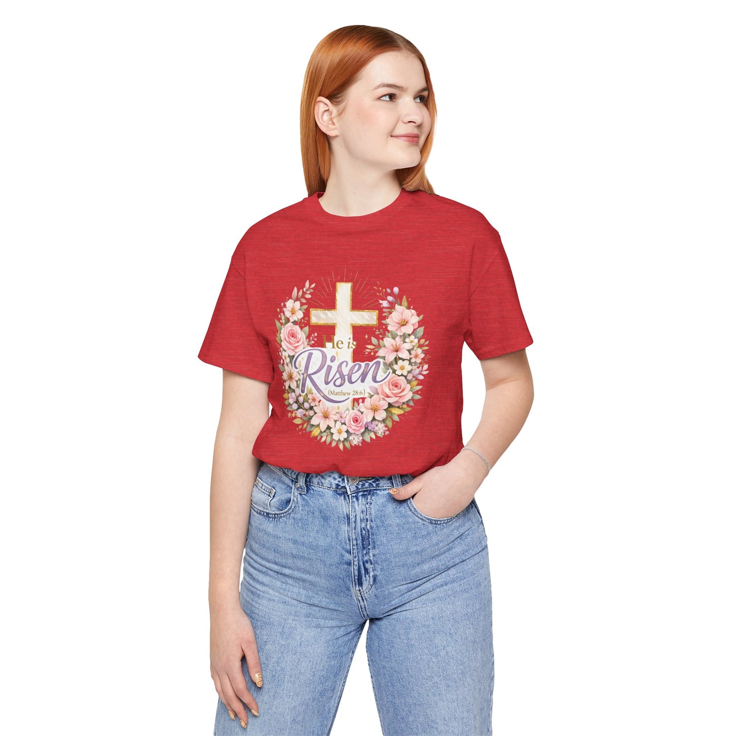 He Is Risen Floral Cross T-Shirt