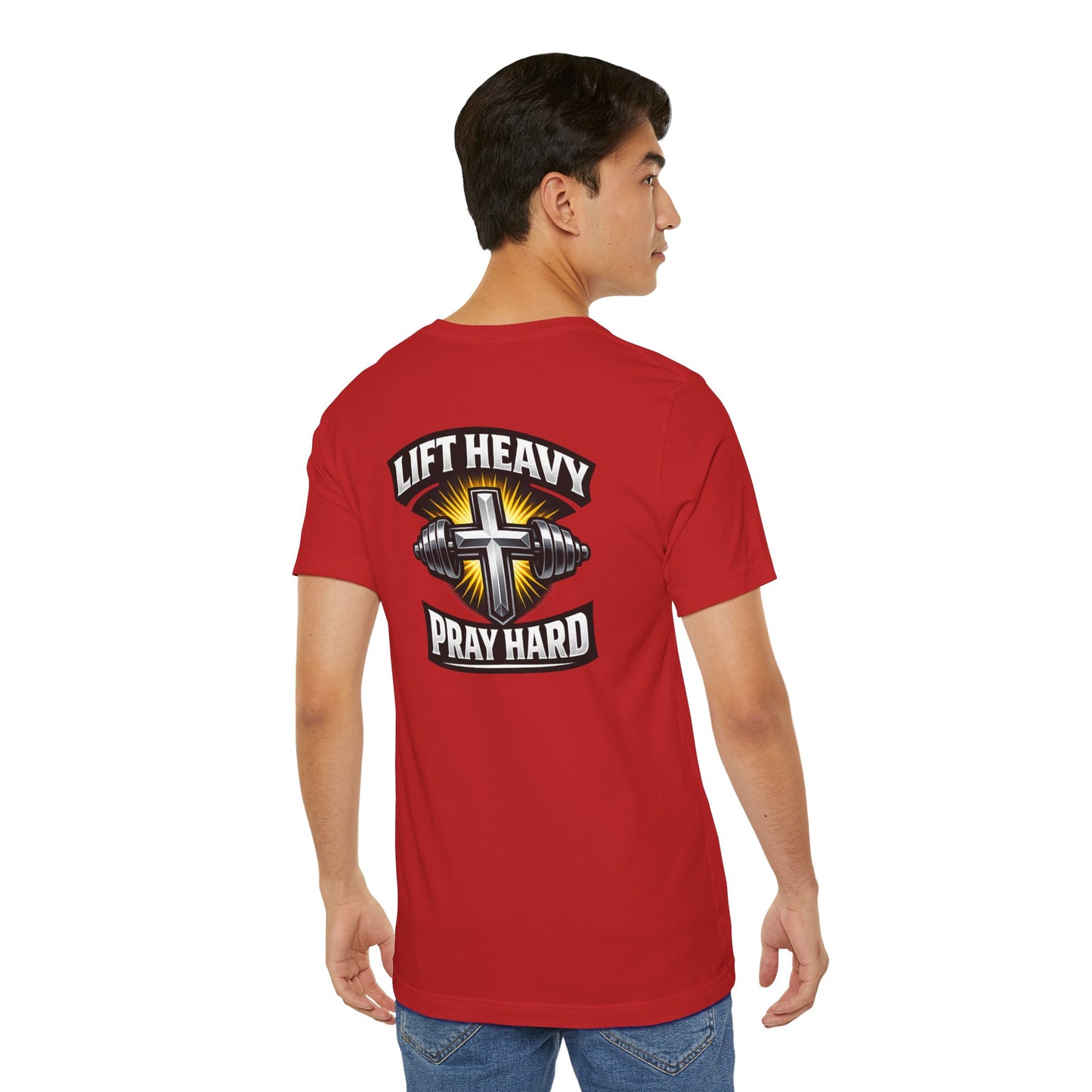 Lift Heavy Pray Hard T‑Shirt — Christian Fitness Gym Tee