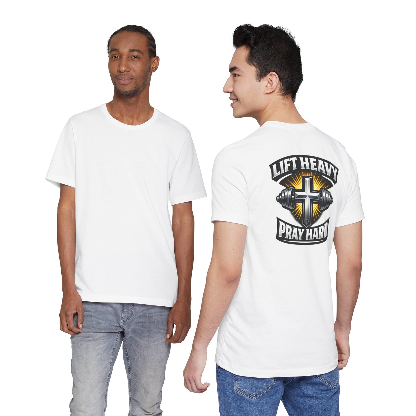 Lift Heavy Pray Hard T‑Shirt — Christian Fitness Gym Tee