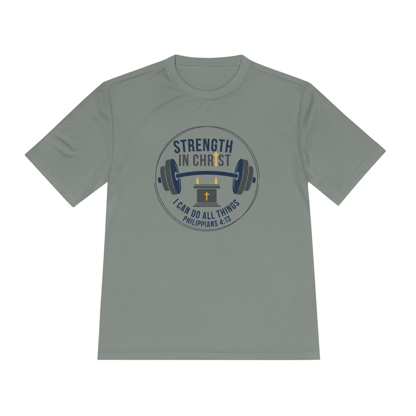 Philippians 4:13 'Strength in Christ' Moisture-Wicking Workout Tee
