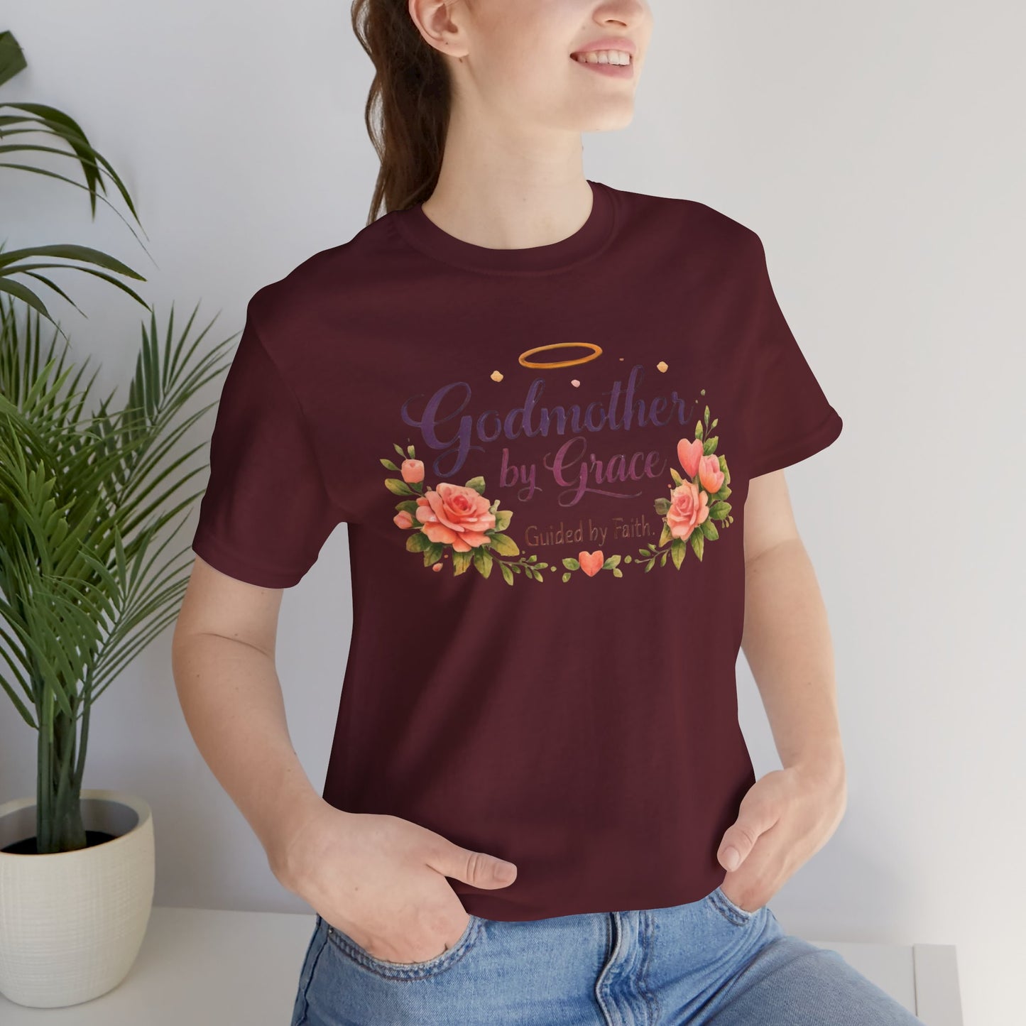 Godmother by Grace Floral Tee — 'Guided by Faith' Godmother T-Shirt