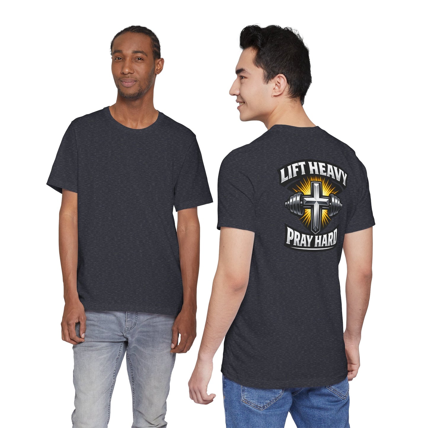 Lift Heavy Pray Hard T‑Shirt — Christian Fitness Gym Tee