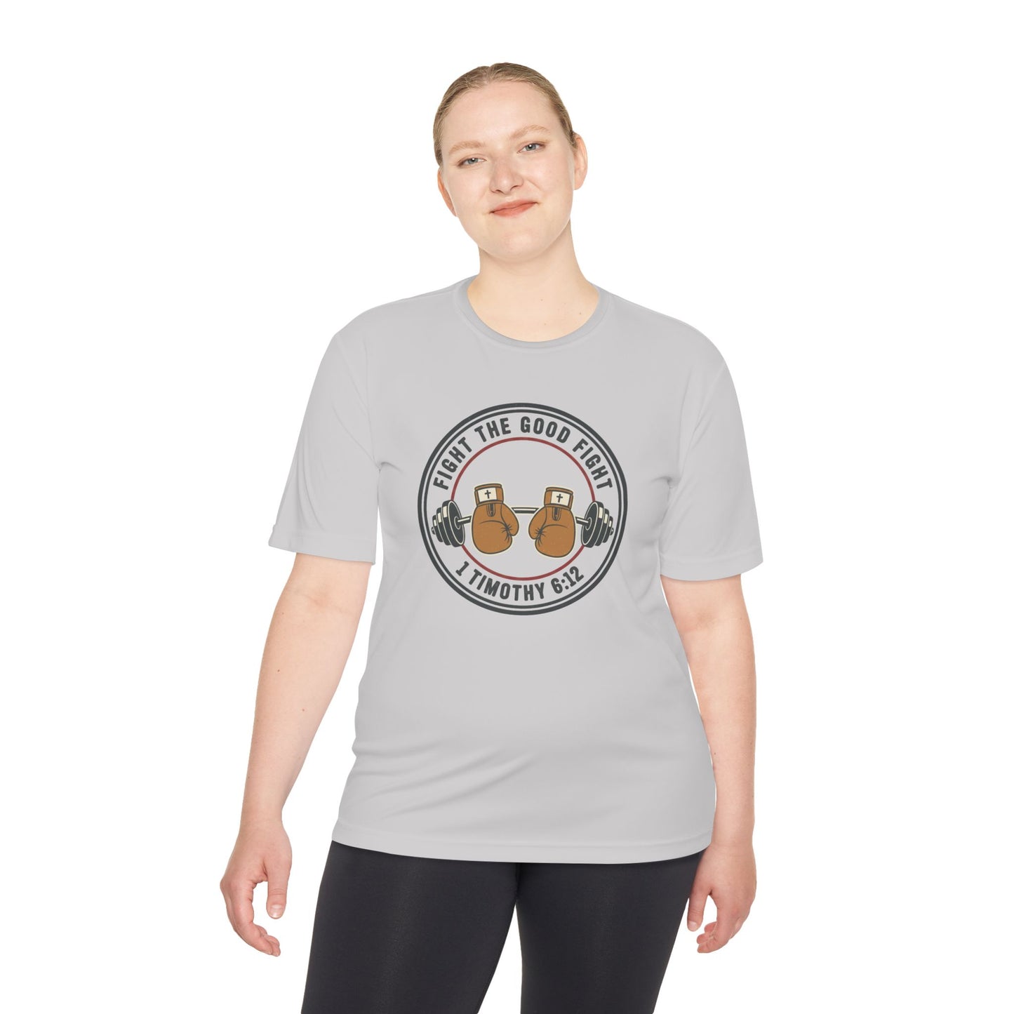 1 Timothy 6:12 'Fight the Good Fight' Moisture-Wicking Workout Tee