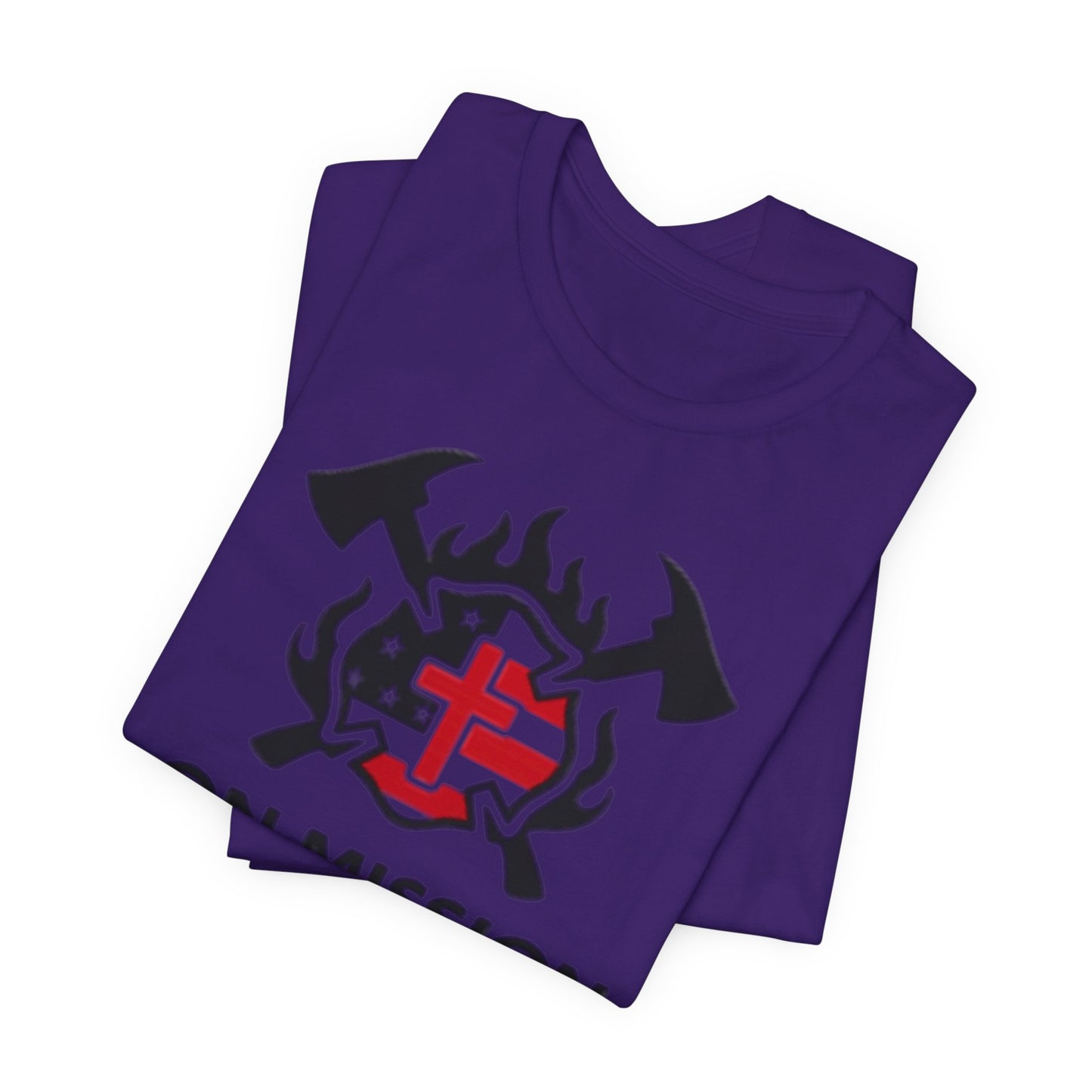 On Mission Christian Cross & American Flag T‑Shirt