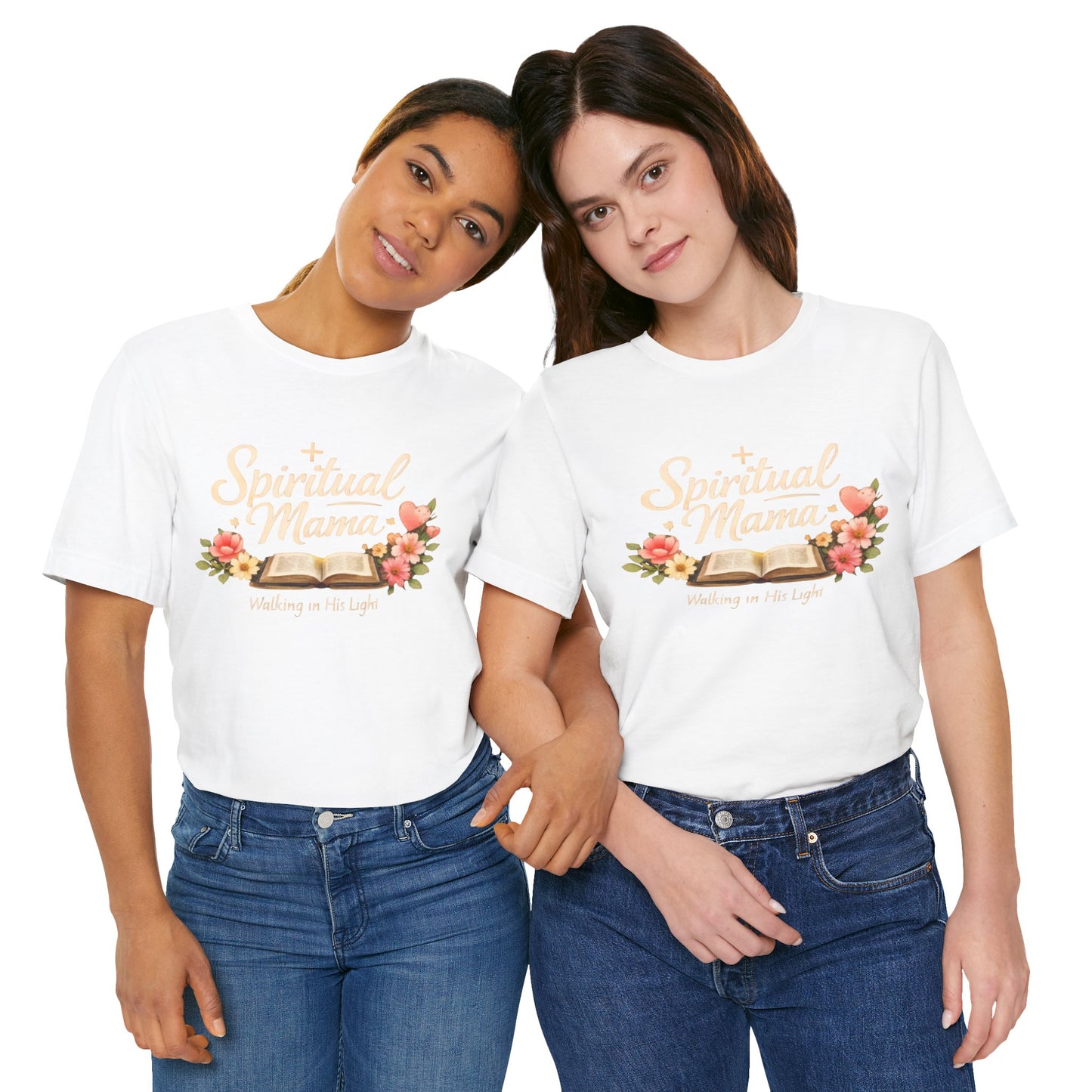 Spiritual Mama T-Shirt — "Walking in His Light" Floral Bible Tee