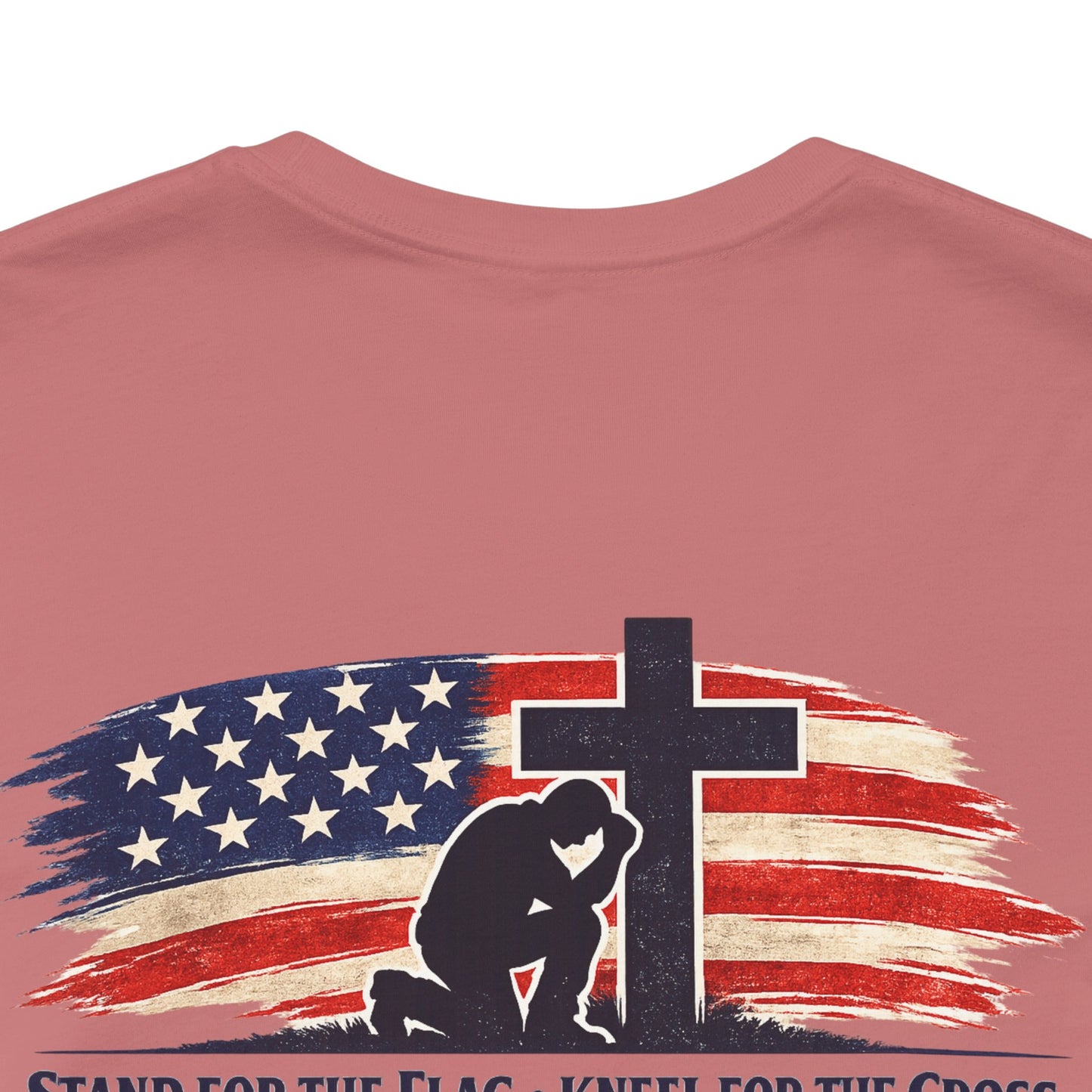 Patriotic Cross Tee – "Stand for the Flag, Kneel for the Cross" Short Sleeve T-Shirt