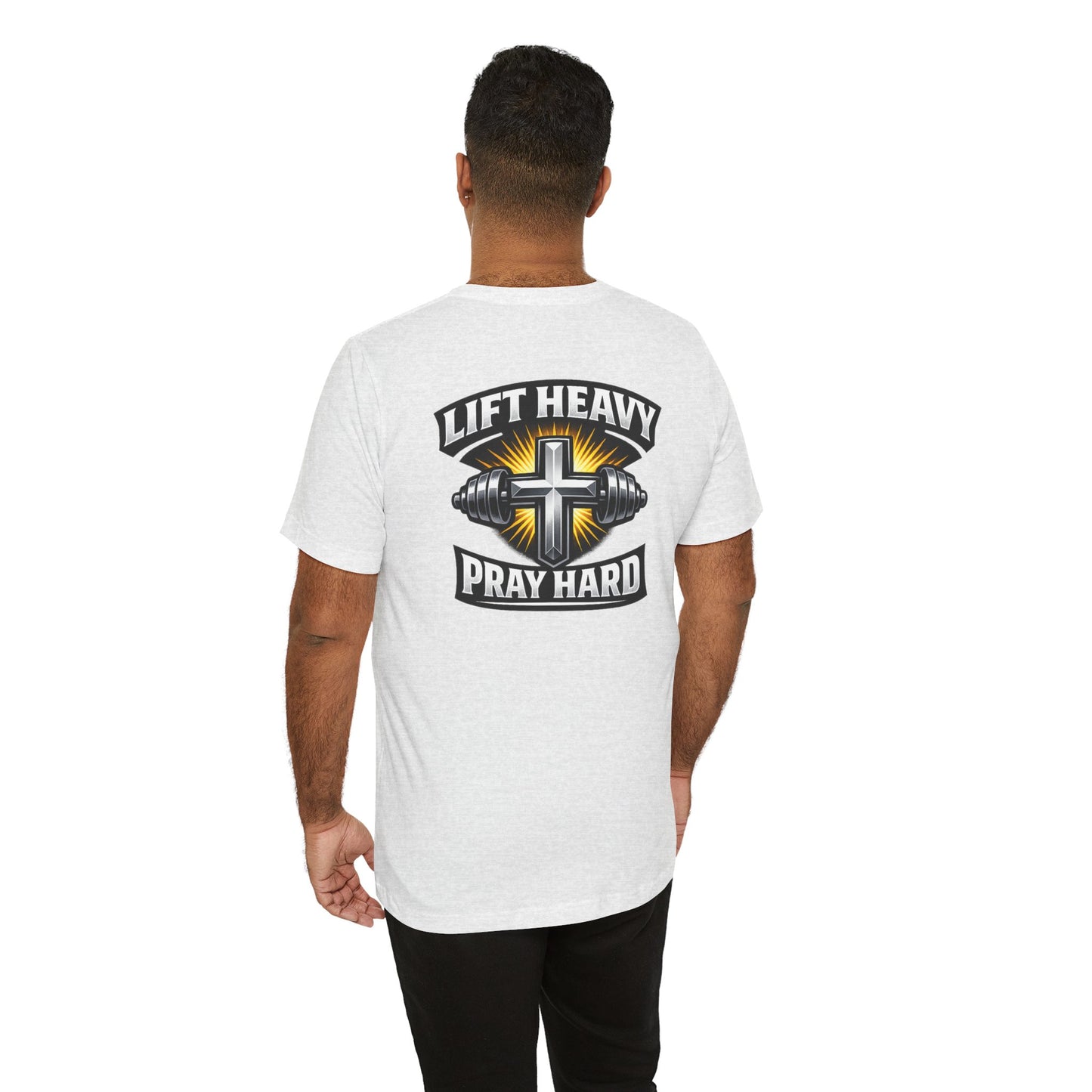 Lift Heavy Pray Hard T‑Shirt — Christian Fitness Gym Tee