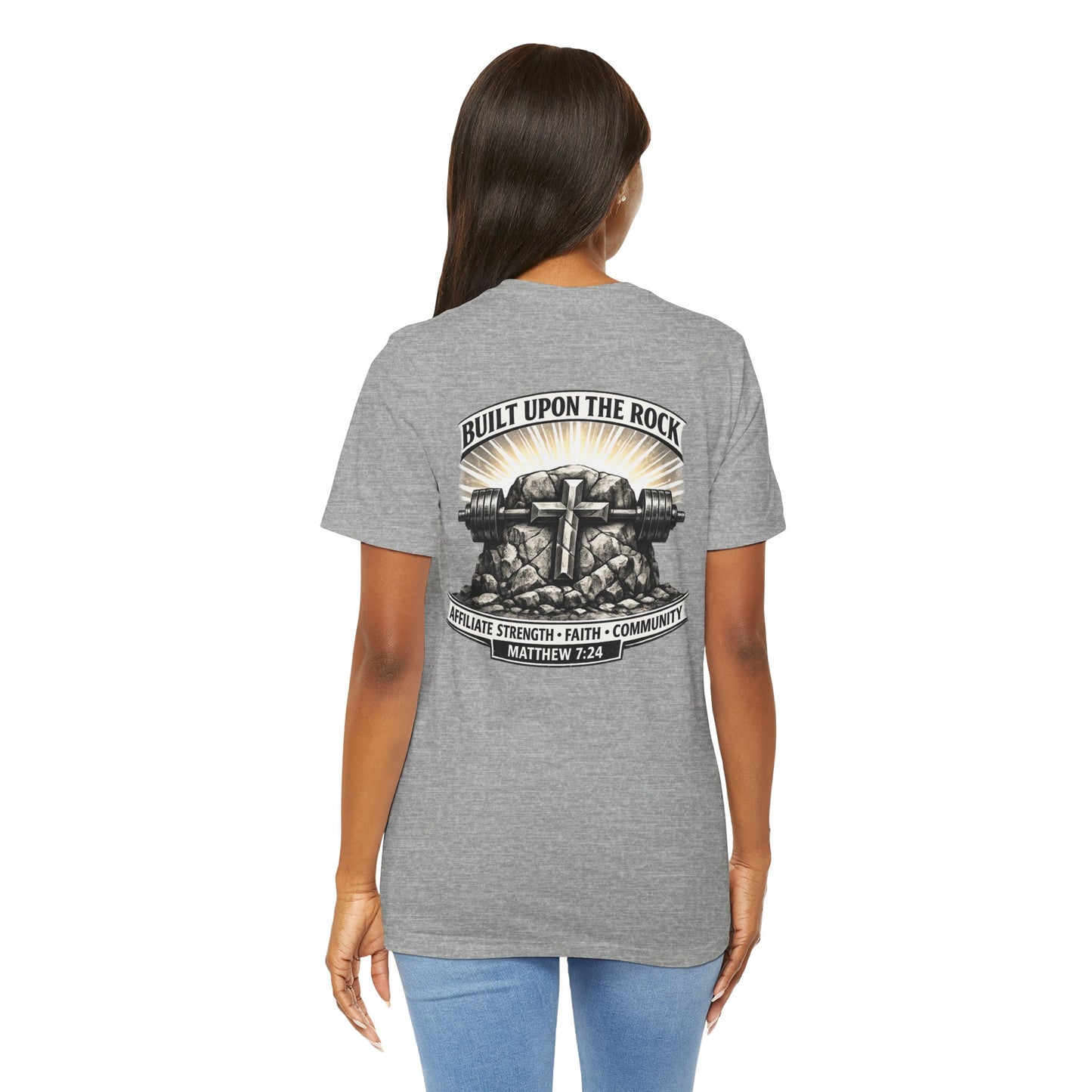 Built Upon the Rock T‑Shirt — Christian Faith Matthew 7:24 Graphic Tee