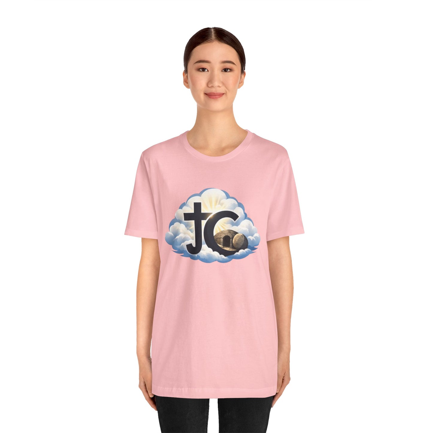 Jesus Christ (JC) Cross Tee — Crucified, Risen & Coming Again