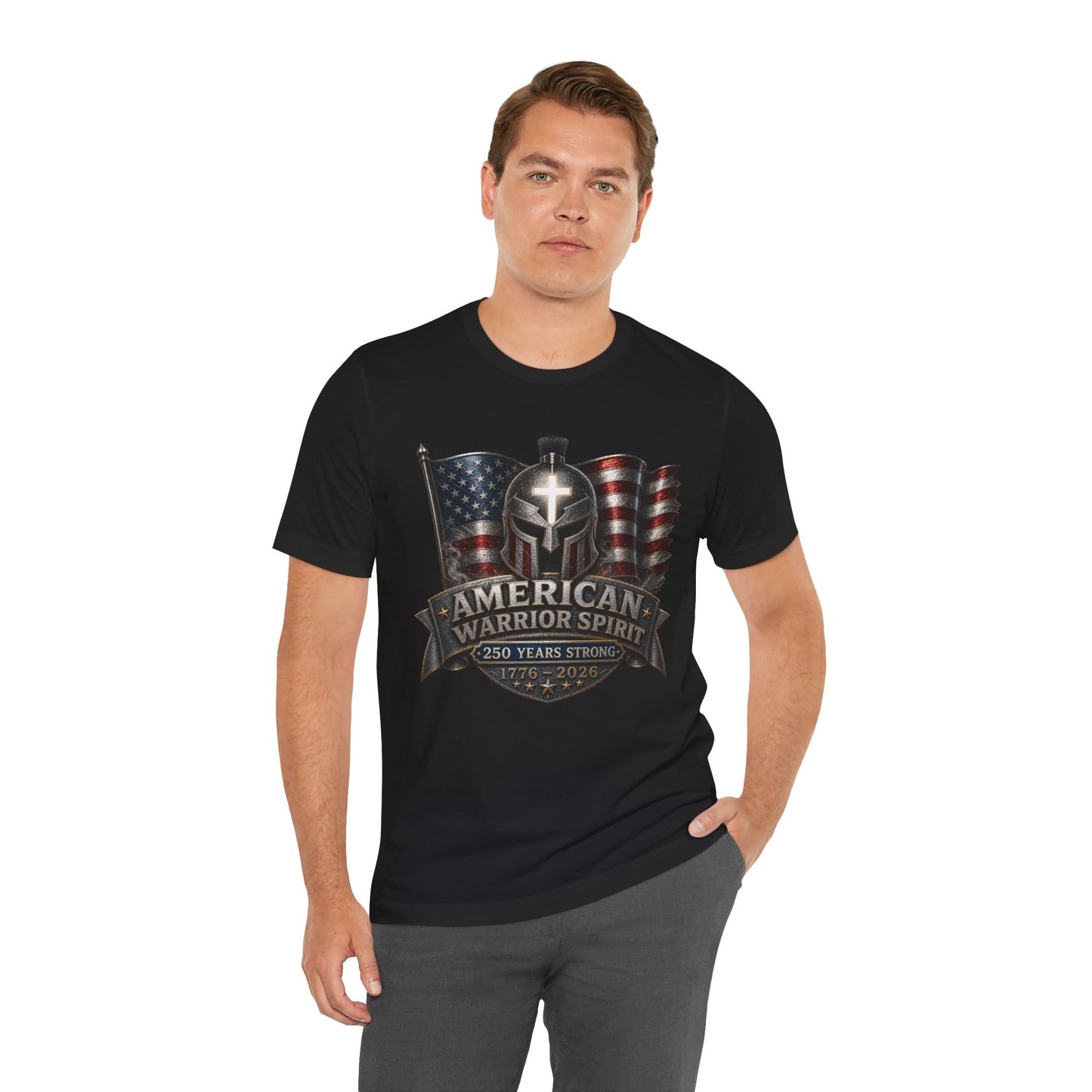 American Warrior Spirit T-Shirt – Patriotic 250 Years Strong Tee (1776–2026)