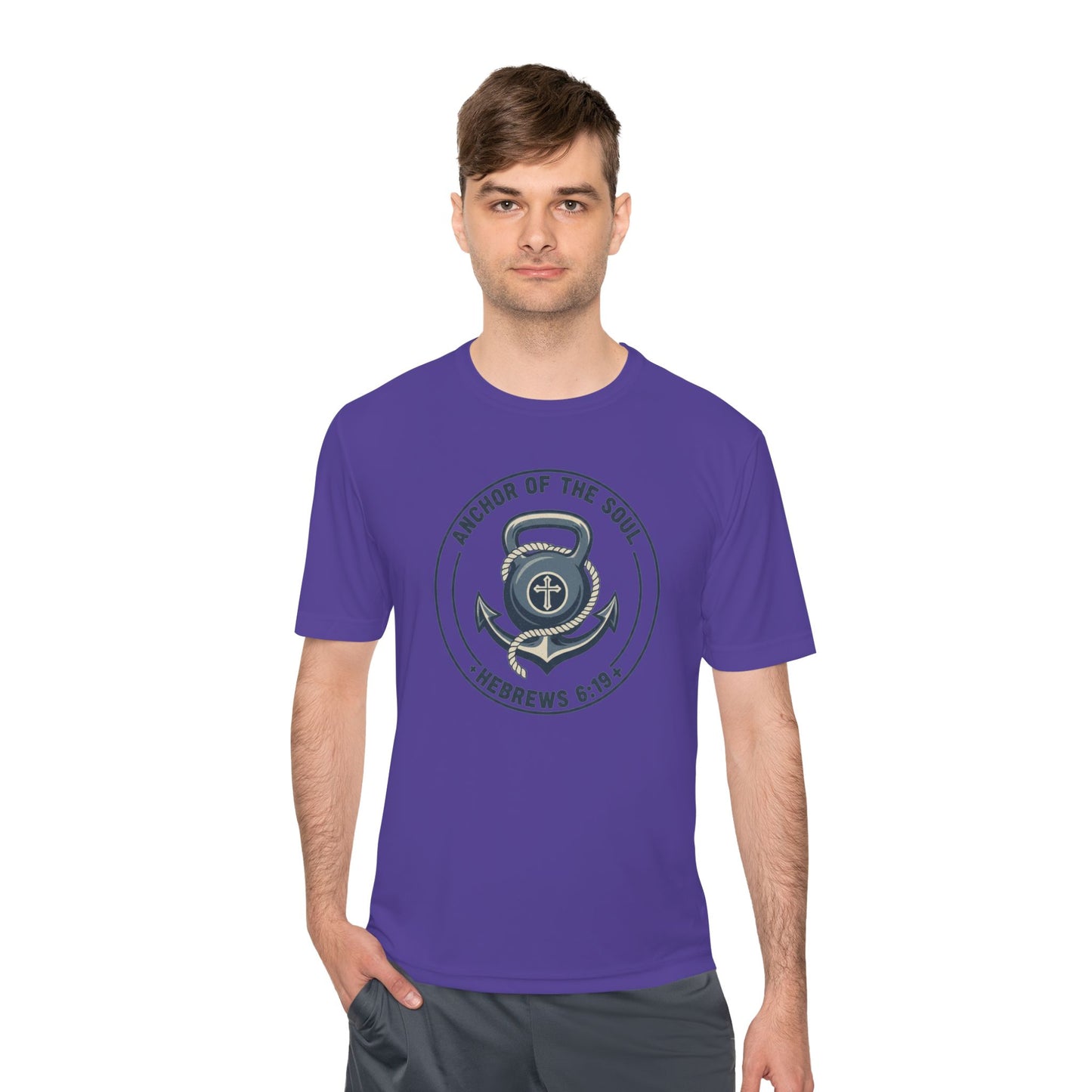 Hebrews 6:19 Anchor of the Soul Moisture-Wicking Workout Tee