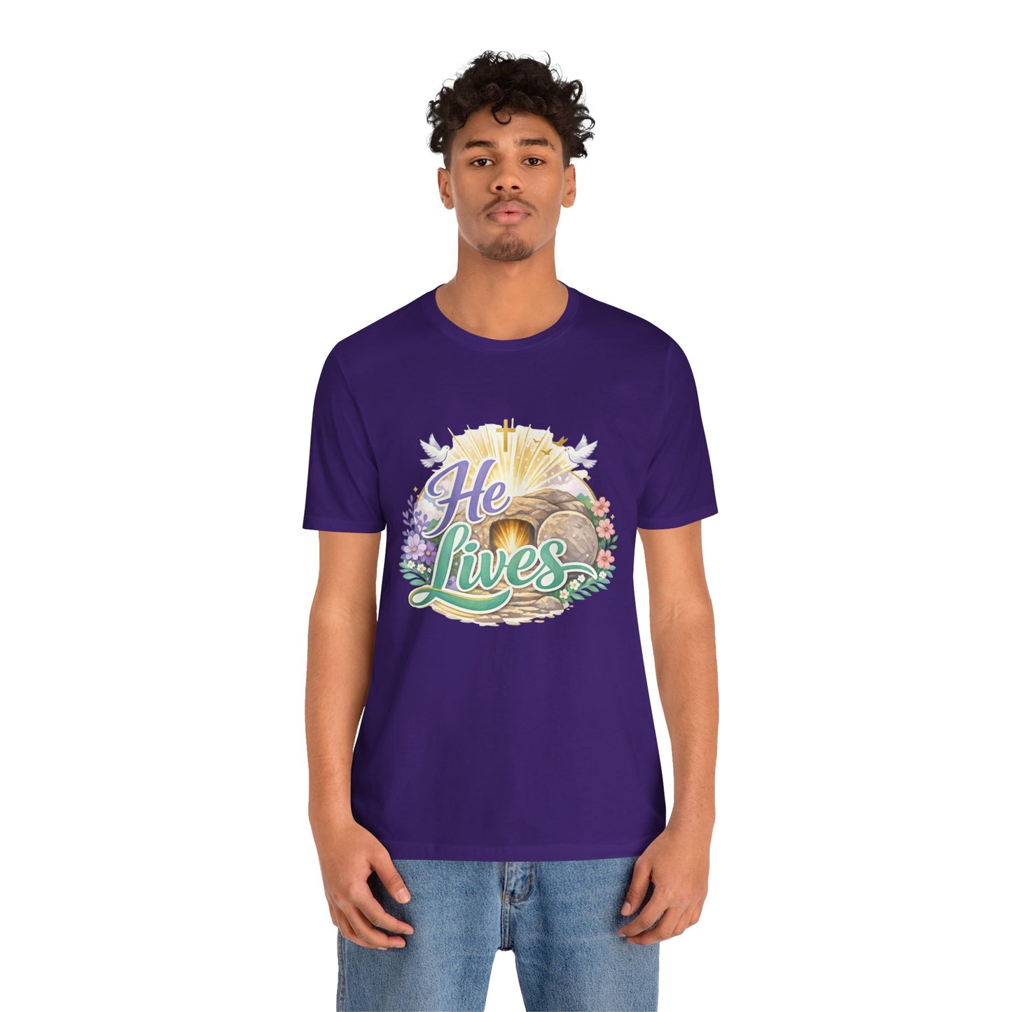 He Lives Jesus Tomb Tee — Christian Easter T‑Shirt