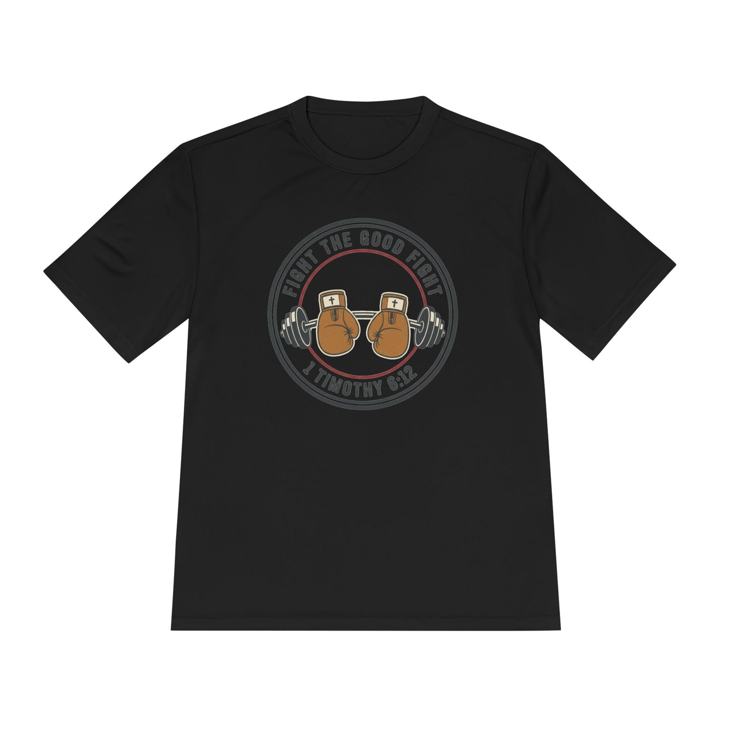 1 Timothy 6:12 'Fight the Good Fight' Moisture-Wicking Workout Tee