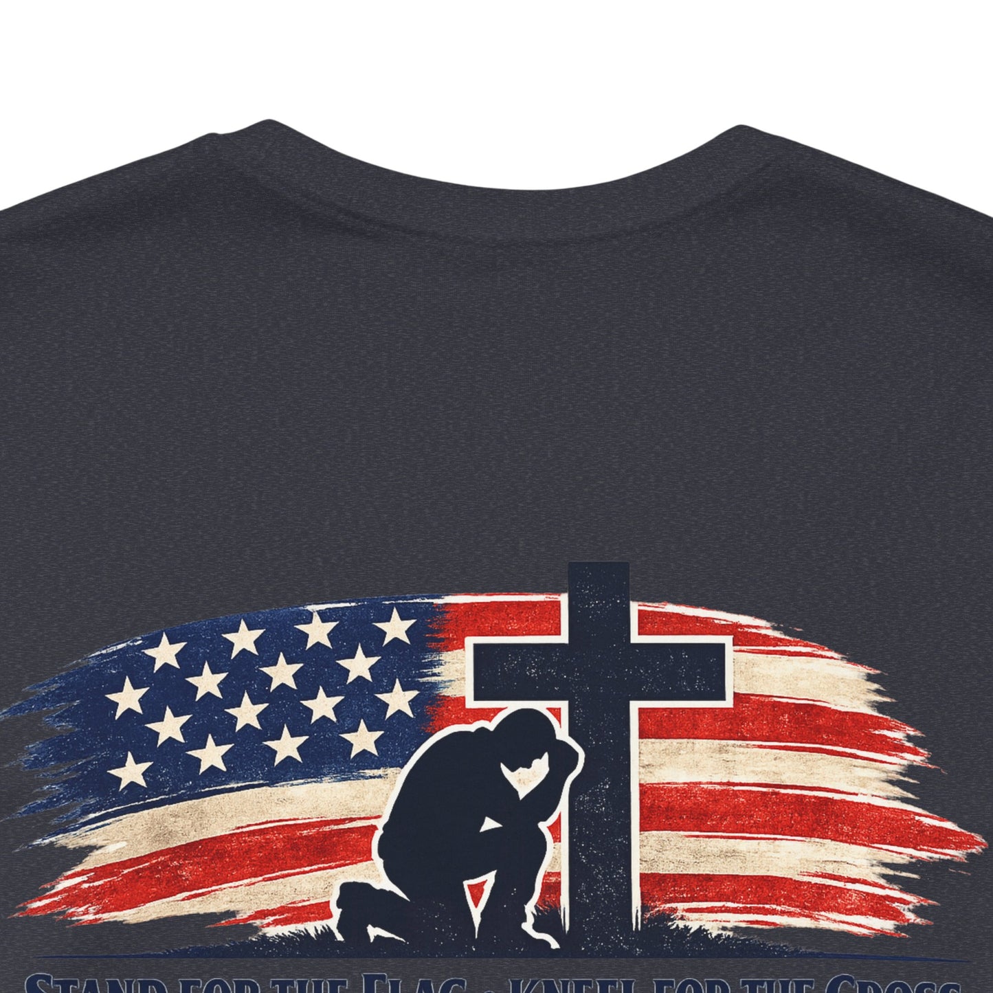 Patriotic Cross Tee – "Stand for the Flag, Kneel for the Cross" Short Sleeve T-Shirt