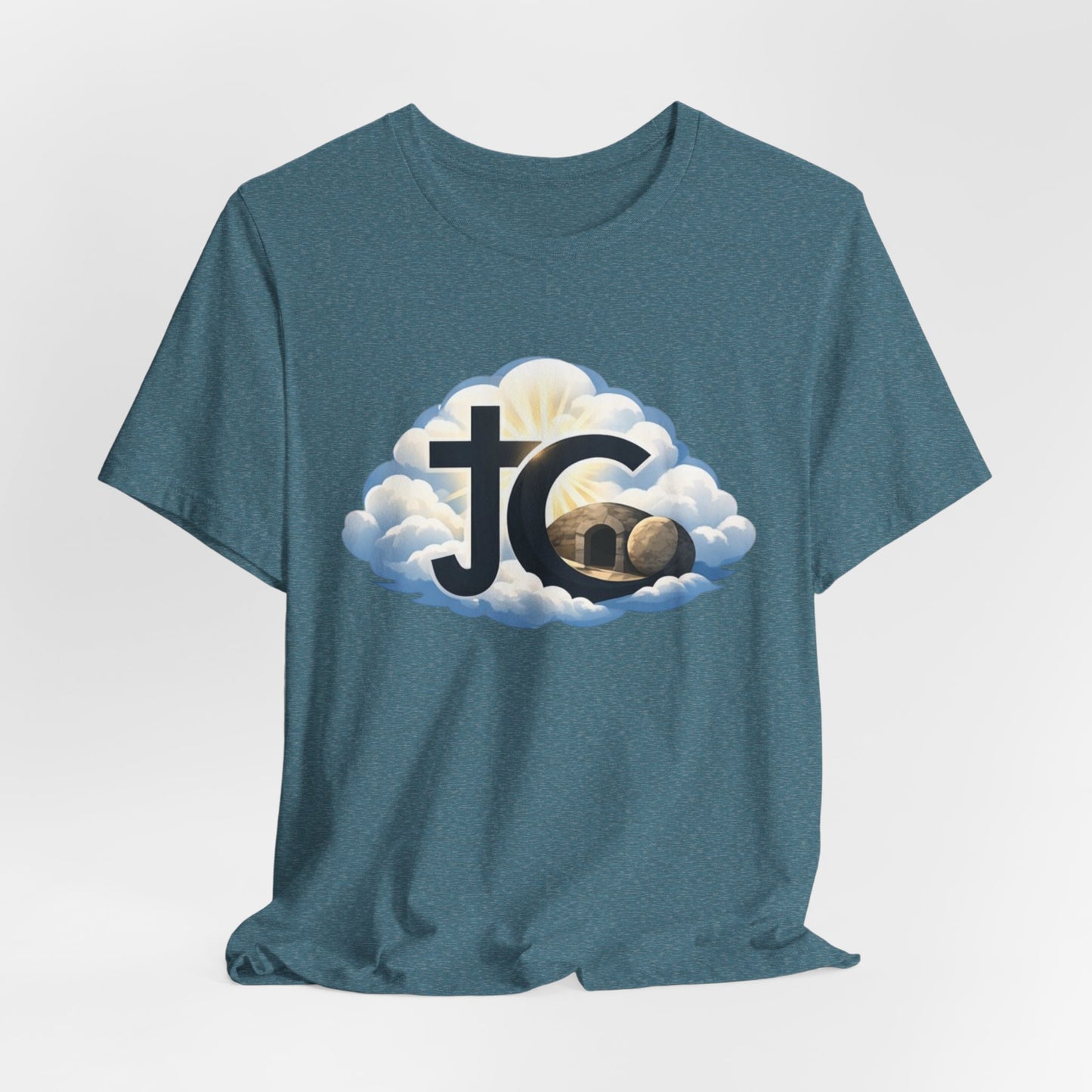 Jesus Christ (JC) Cross Tee — Crucified, Risen & Coming Again