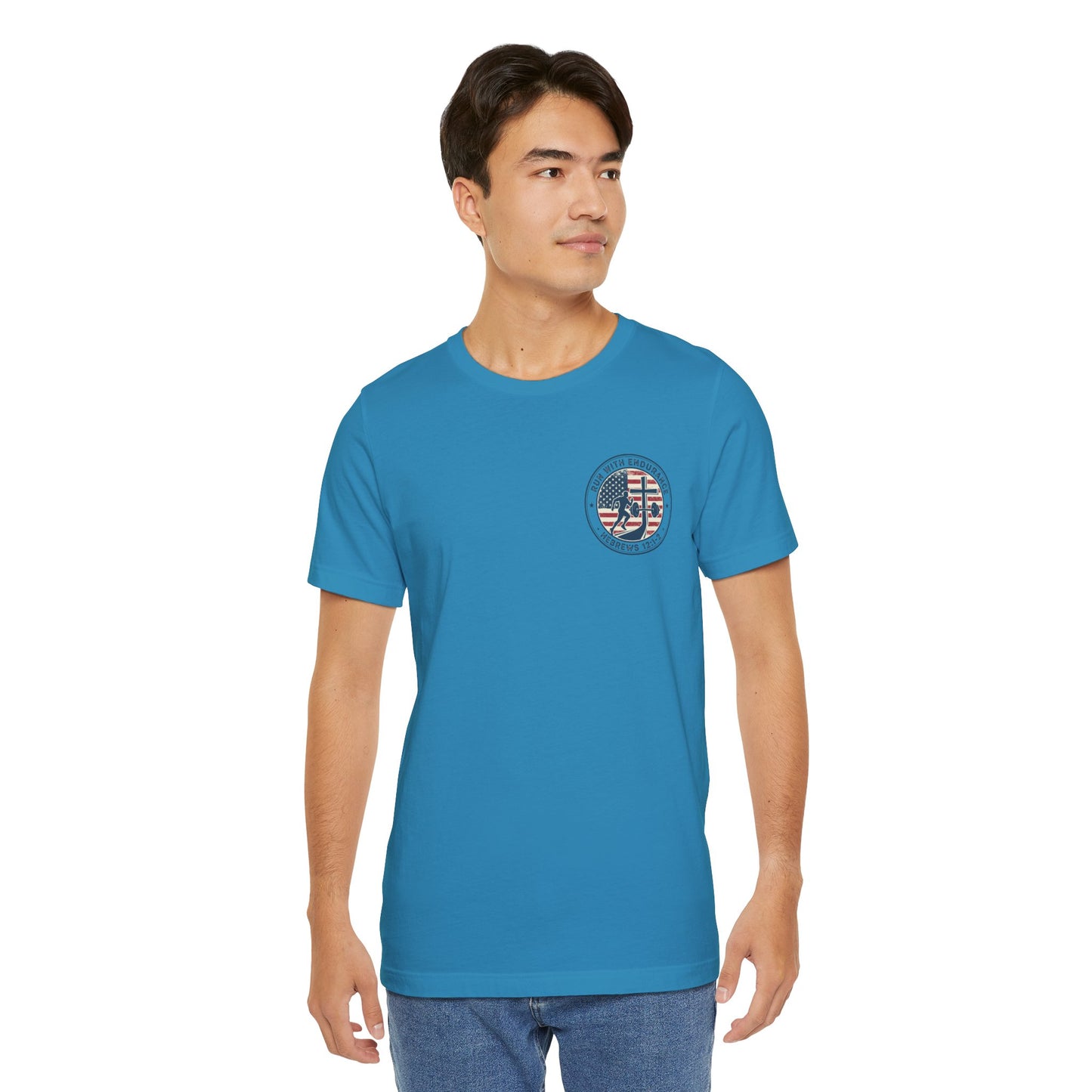 Hebrews 12:1-2 'Run With Endurance' T-Shirt — Inspirational Christian Tee