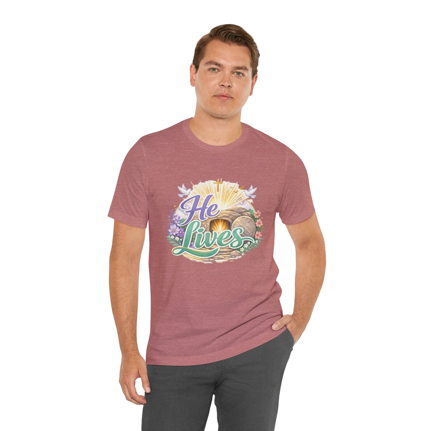 He Lives Jesus Tomb Tee — Christian Easter T‑Shirt