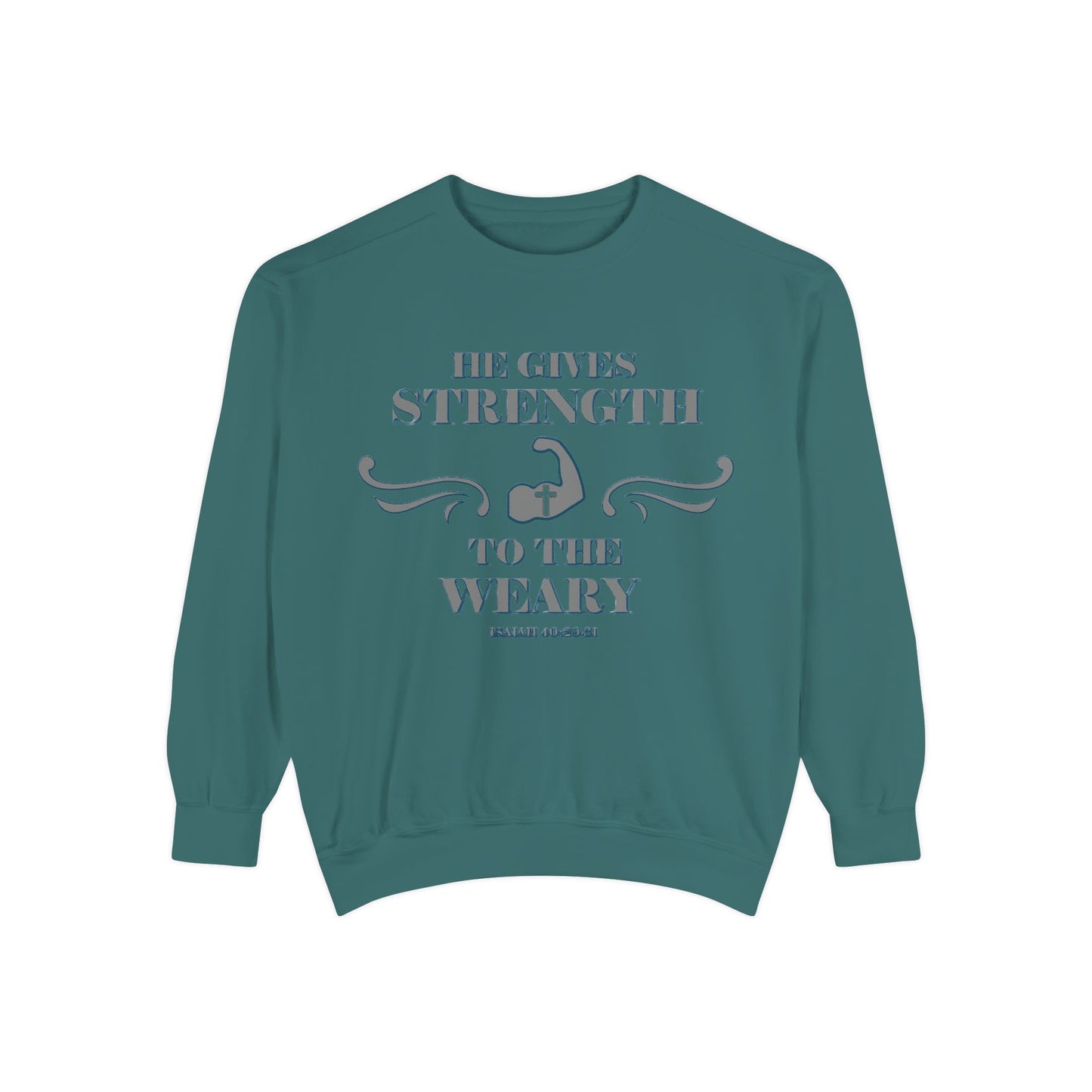 Bible Verse Isaiah 40:29-31 Unisex Sweatshirt 'He Gives Strength to the Weary'