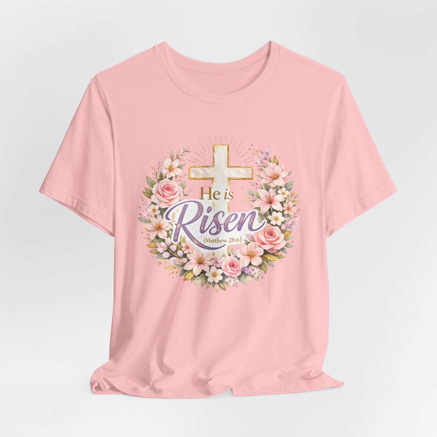 He Is Risen Floral Cross T-Shirt