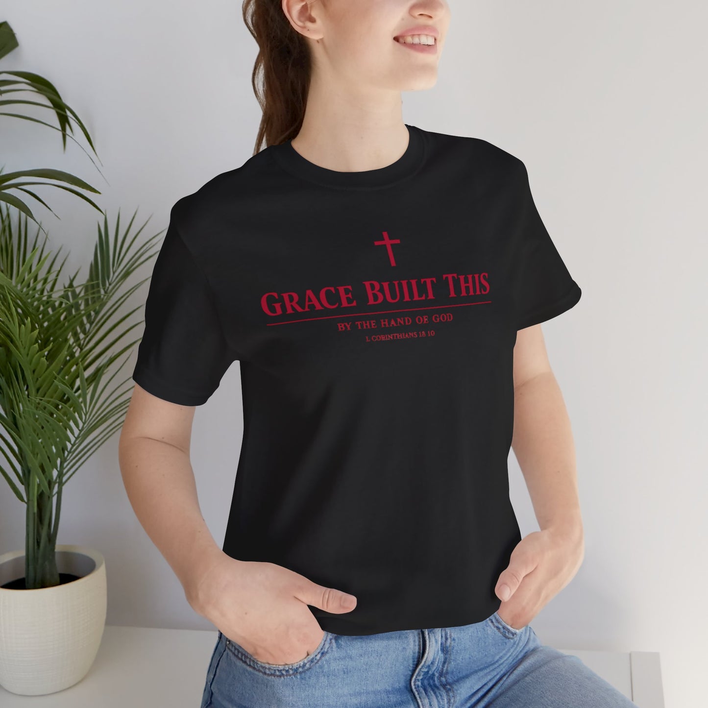 Grace Built This T-Shirt — Christian Faith Tee with Cross