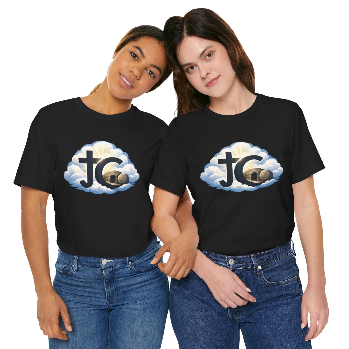 Jesus Christ (JC) Cross Tee — Crucified, Risen & Coming Again