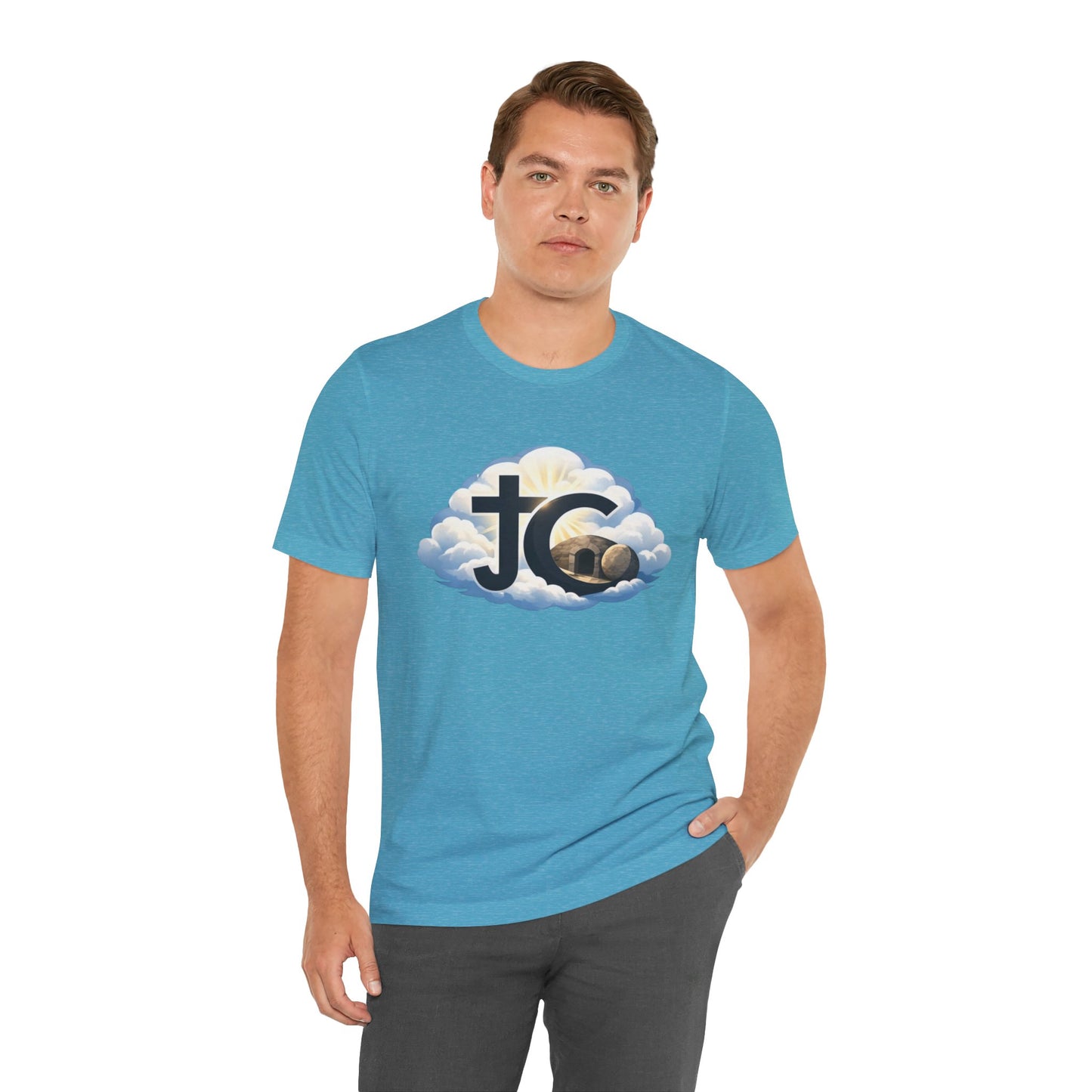 Jesus Christ (JC) Cross Tee — Crucified, Risen & Coming Again