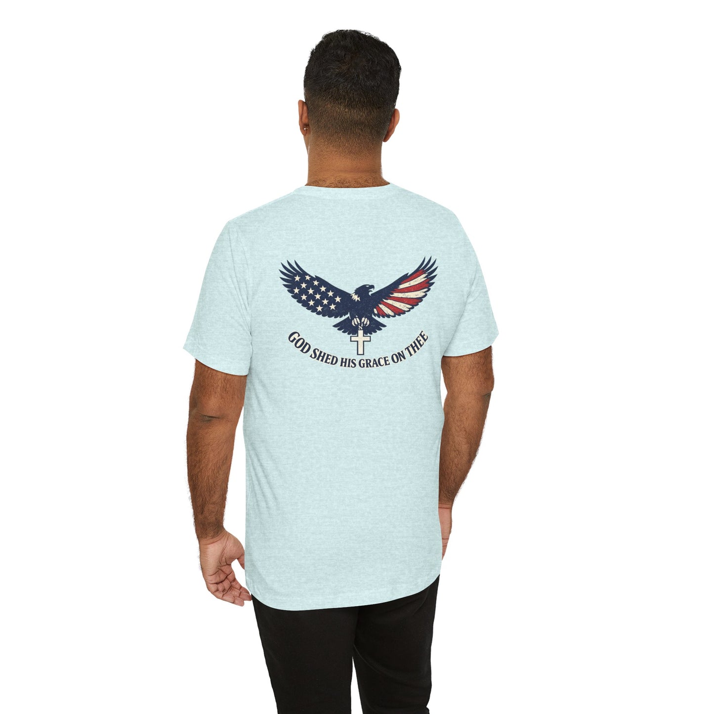 Patriotic Eagle T‑Shirt — "God Shed His Grace on Thee" Back Graphic Tee