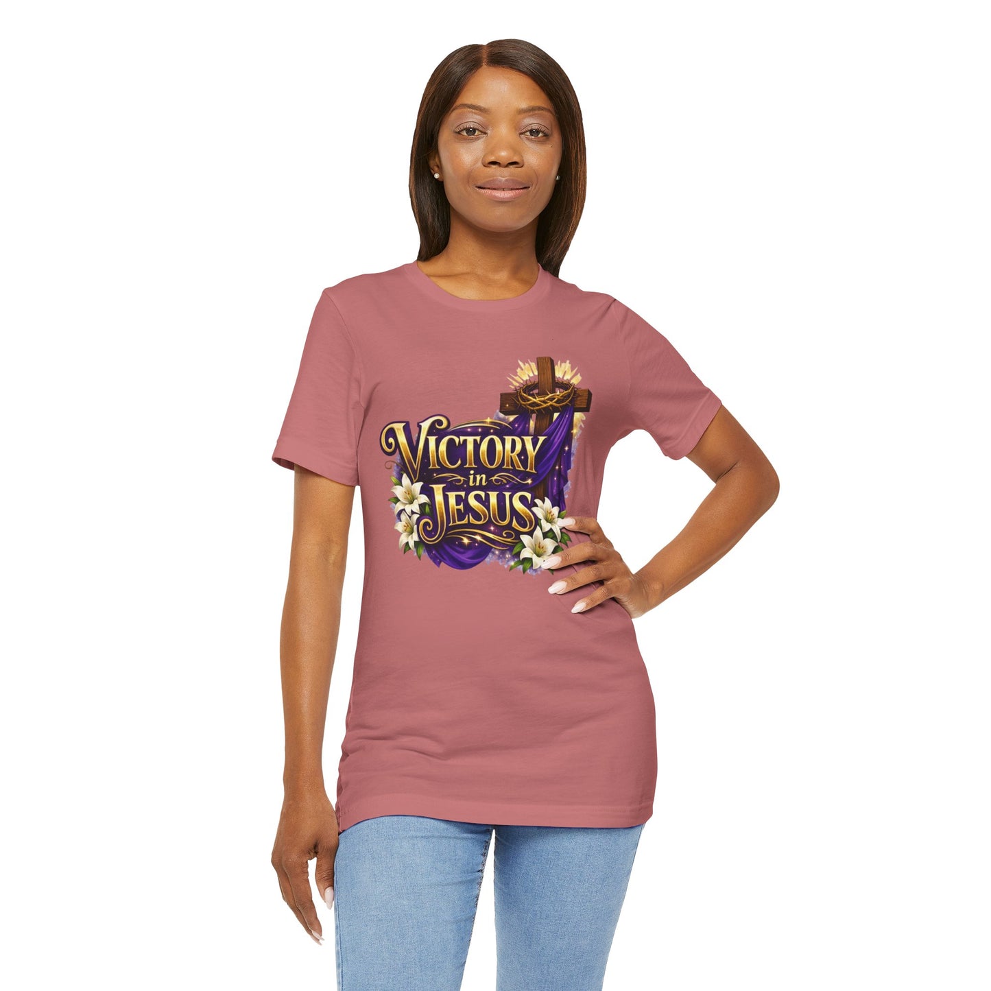 Victory In Jesus Christian T-Shirt — Cross Faith Tee