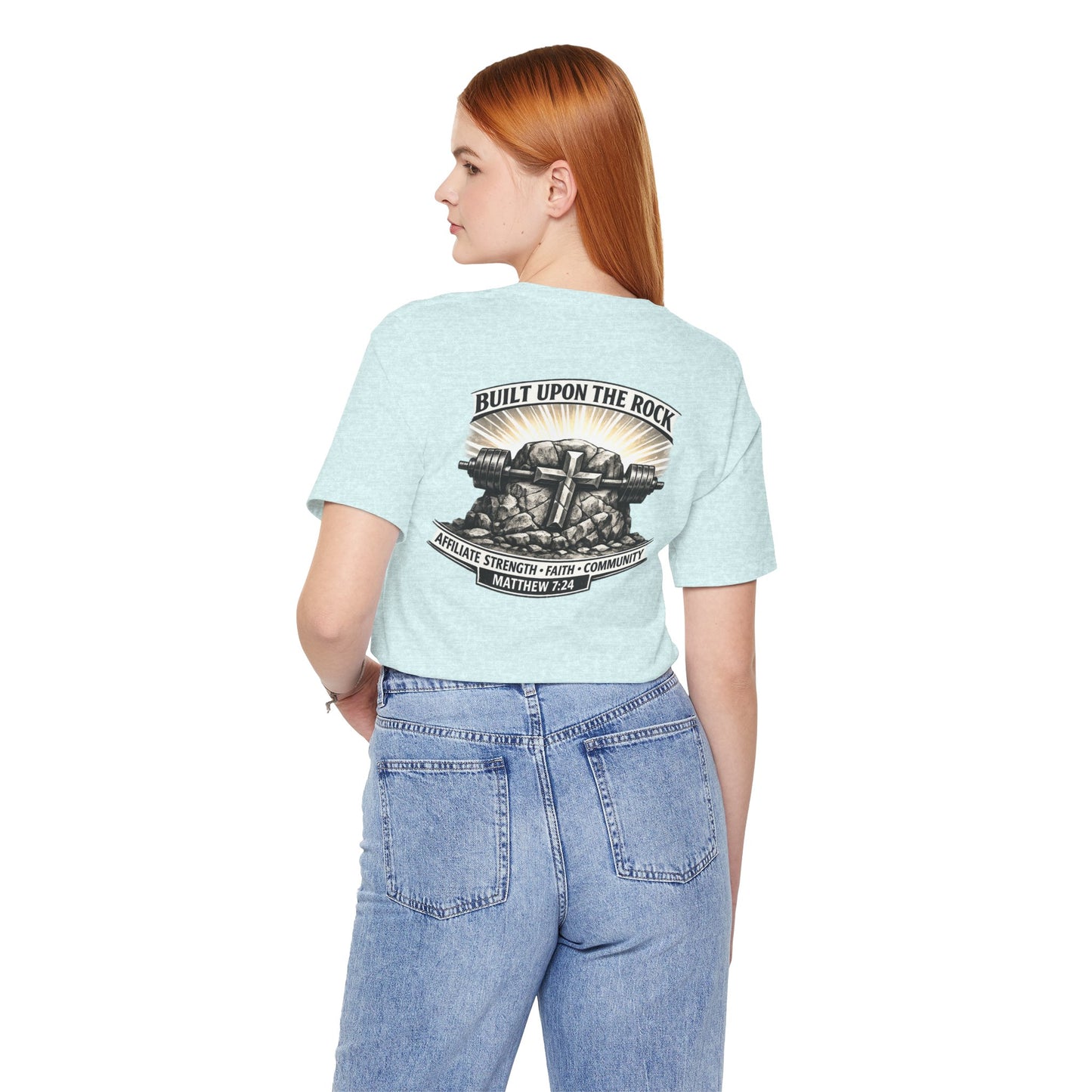 Built Upon the Rock T‑Shirt — Christian Faith Matthew 7:24 Graphic Tee