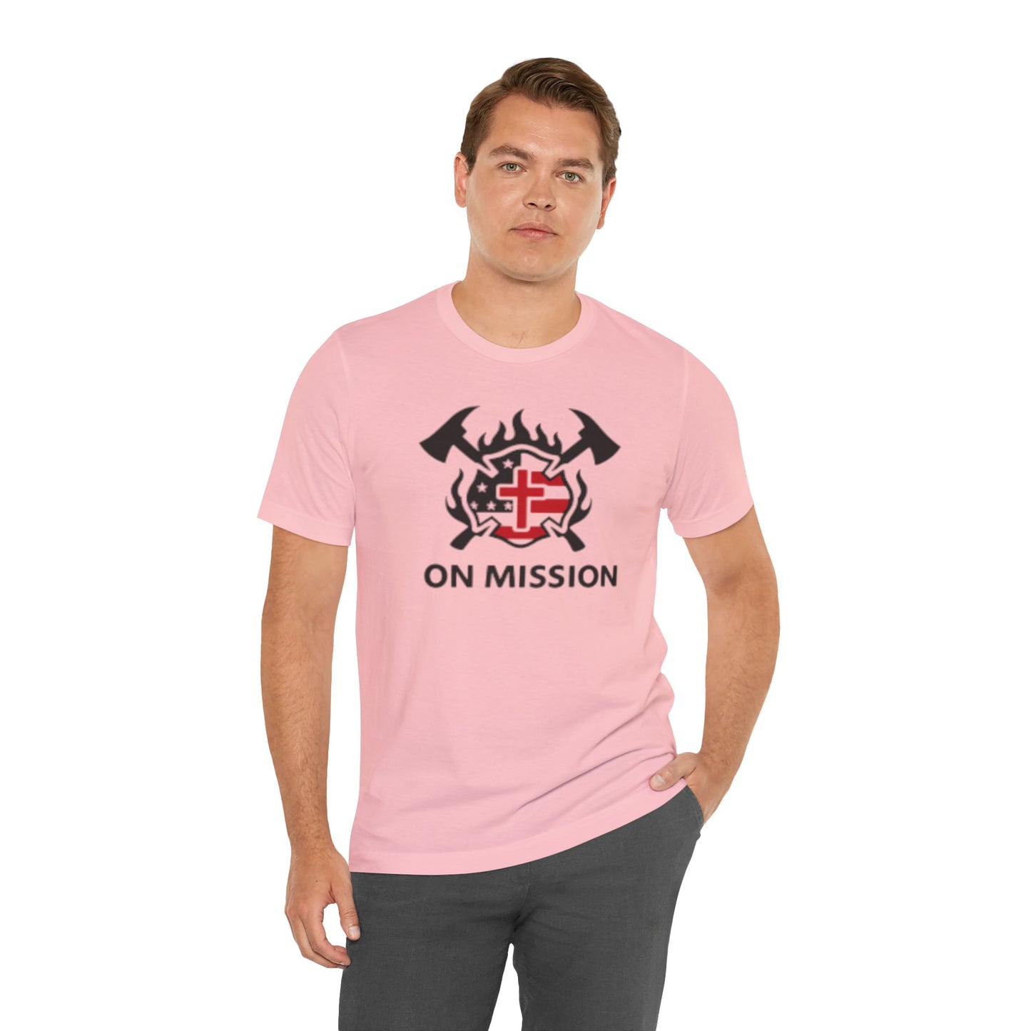 On Mission Christian Cross & American Flag T‑Shirt