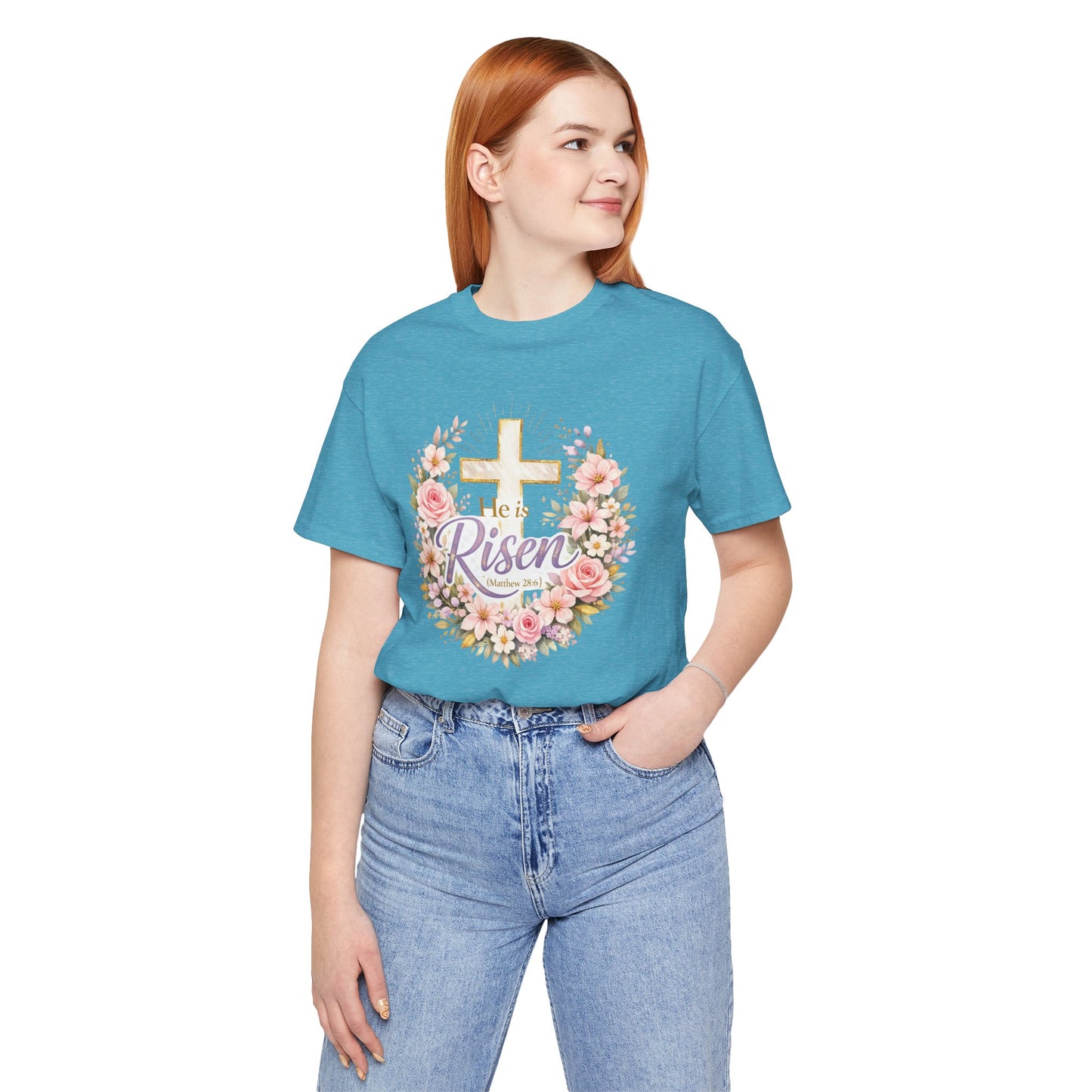 He Is Risen Floral Cross T-Shirt