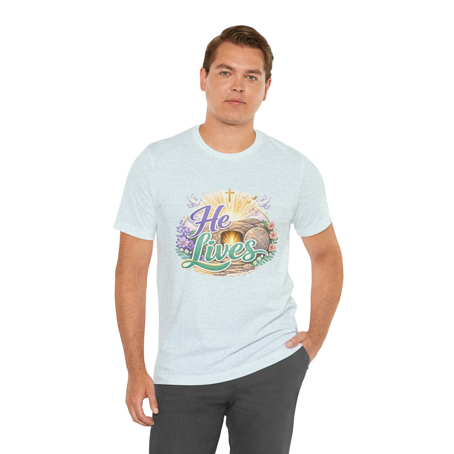 He Lives Jesus Tomb Tee — Christian Easter T‑Shirt