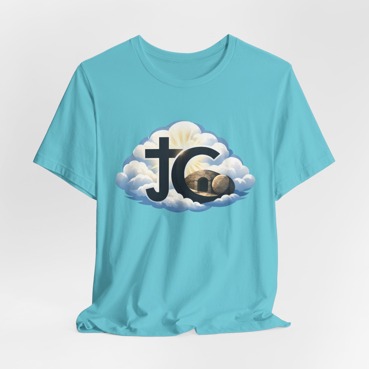 Jesus Christ (JC) Cross Tee — Crucified, Risen & Coming Again