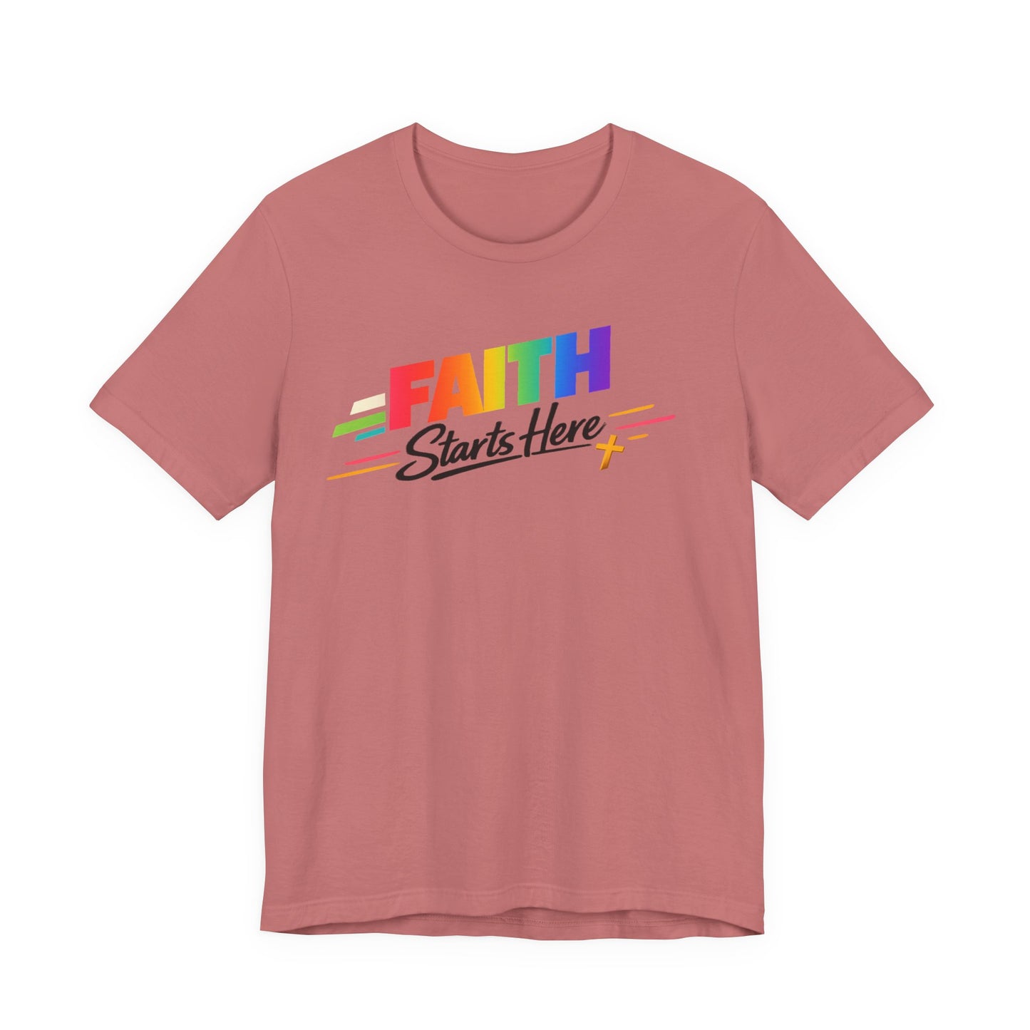 Faith Starts Here Rainbow Tee