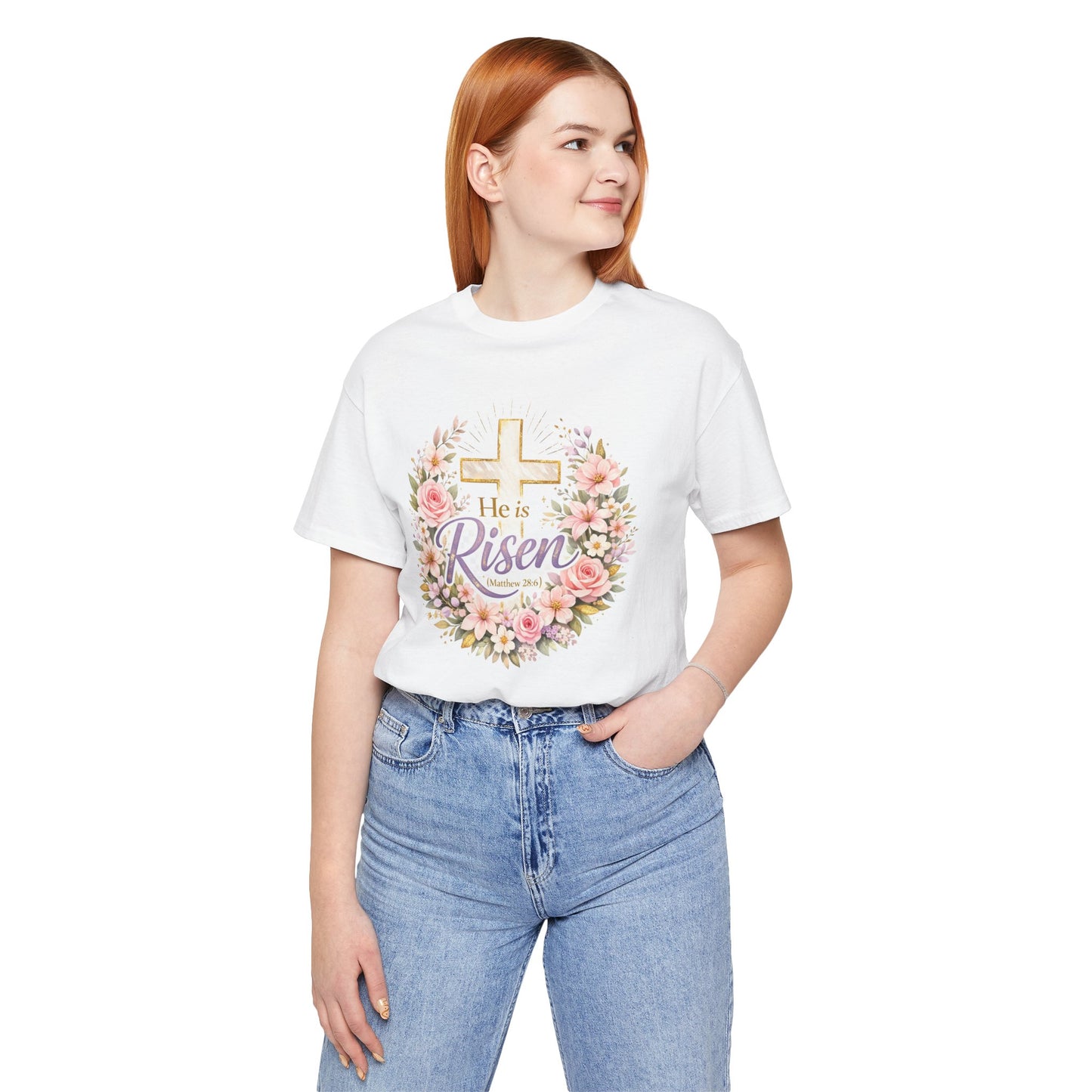 He Is Risen Floral Cross T-Shirt