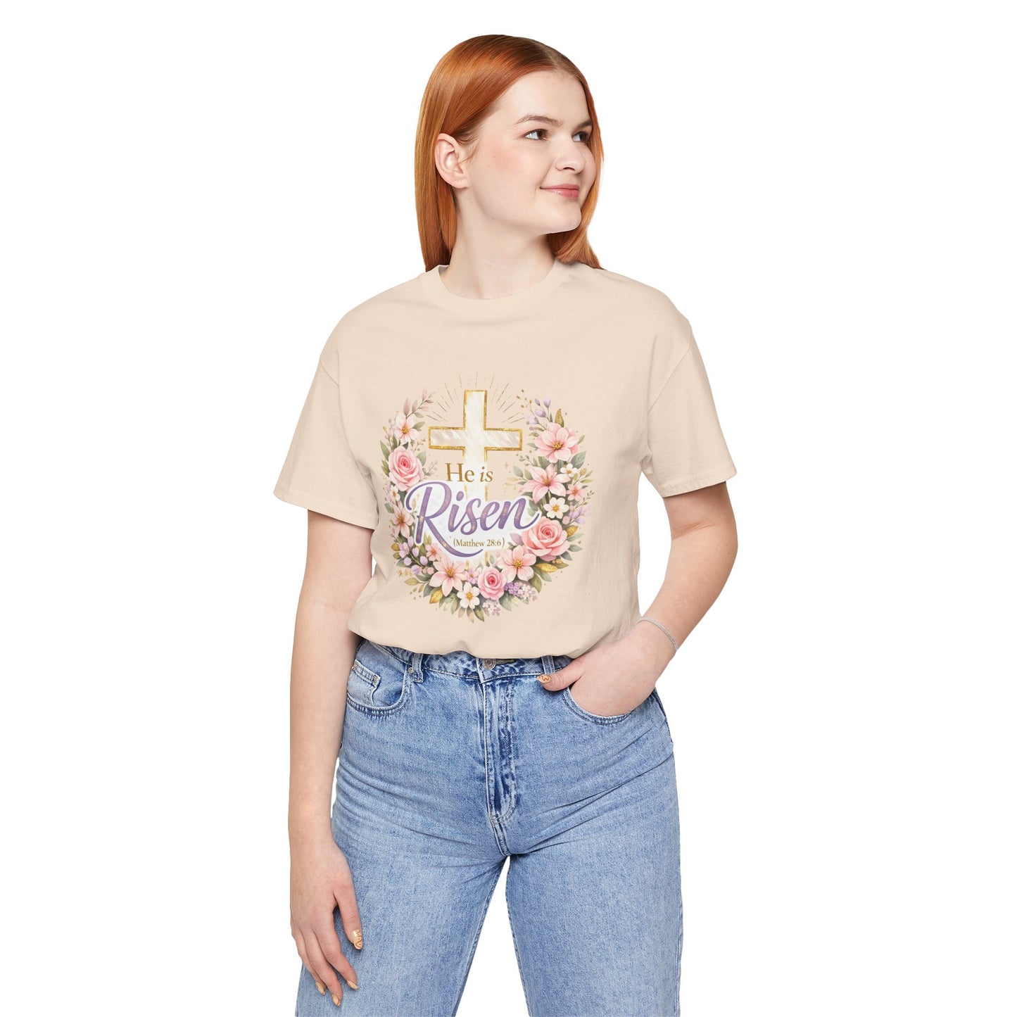 He Is Risen Floral Cross T-Shirt