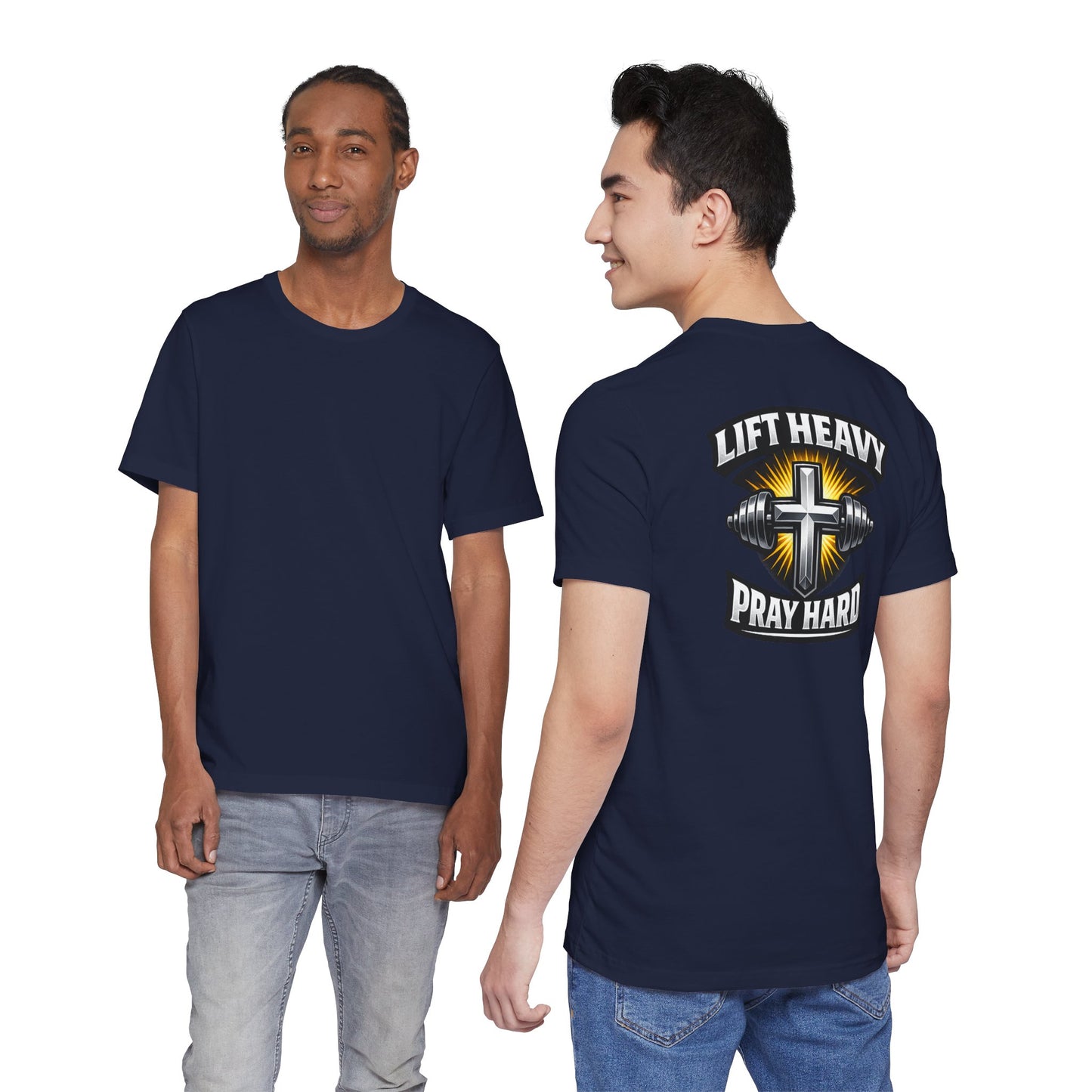 Lift Heavy Pray Hard T‑Shirt — Christian Fitness Gym Tee