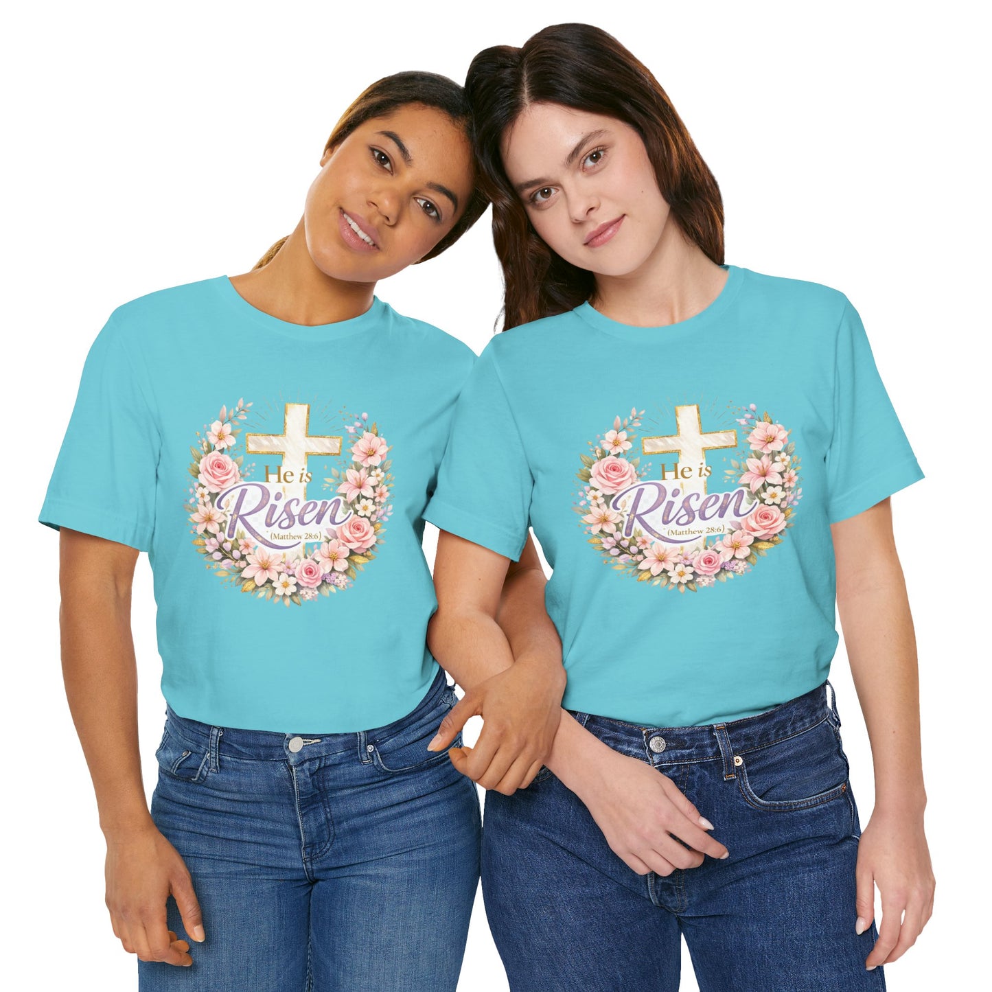 He Is Risen Floral Cross T-Shirt